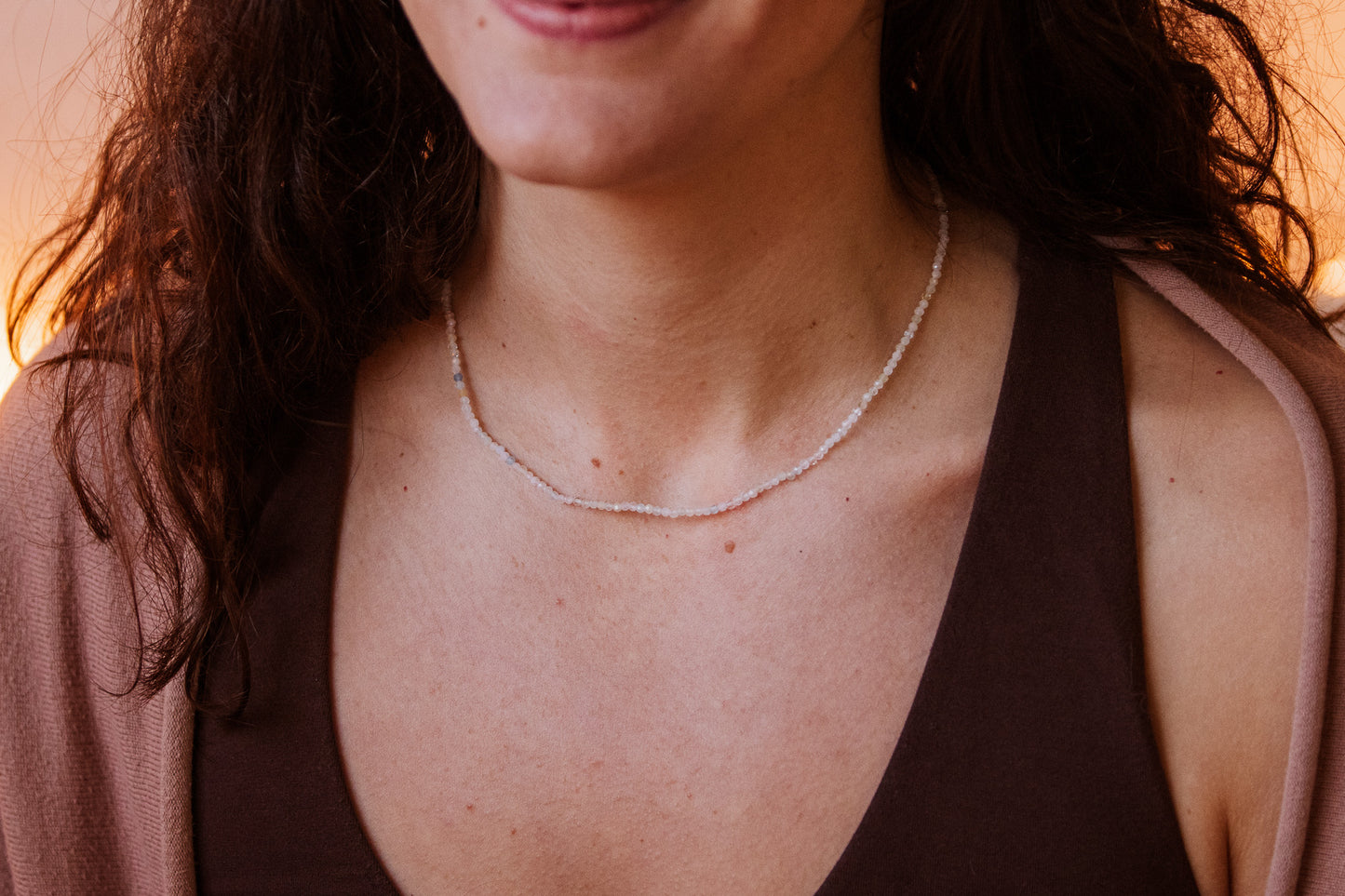 Dainty Morganite "Divine Love" Gemstone Necklace | Faceted Beads
