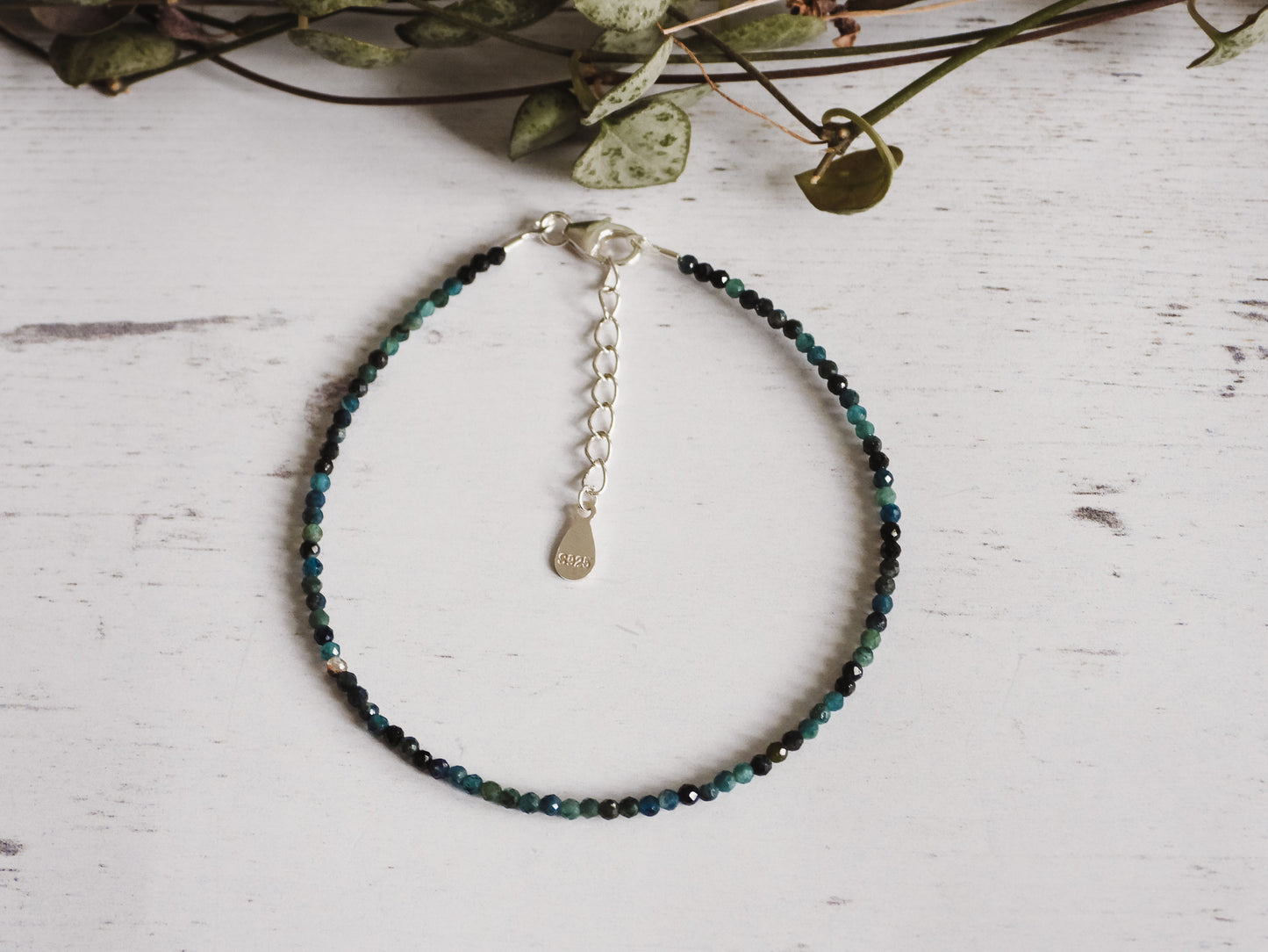 Dainty Blue Tourmaline "Forgiveness" Gemstone Bracelet | October Birthday | Faceted Beads