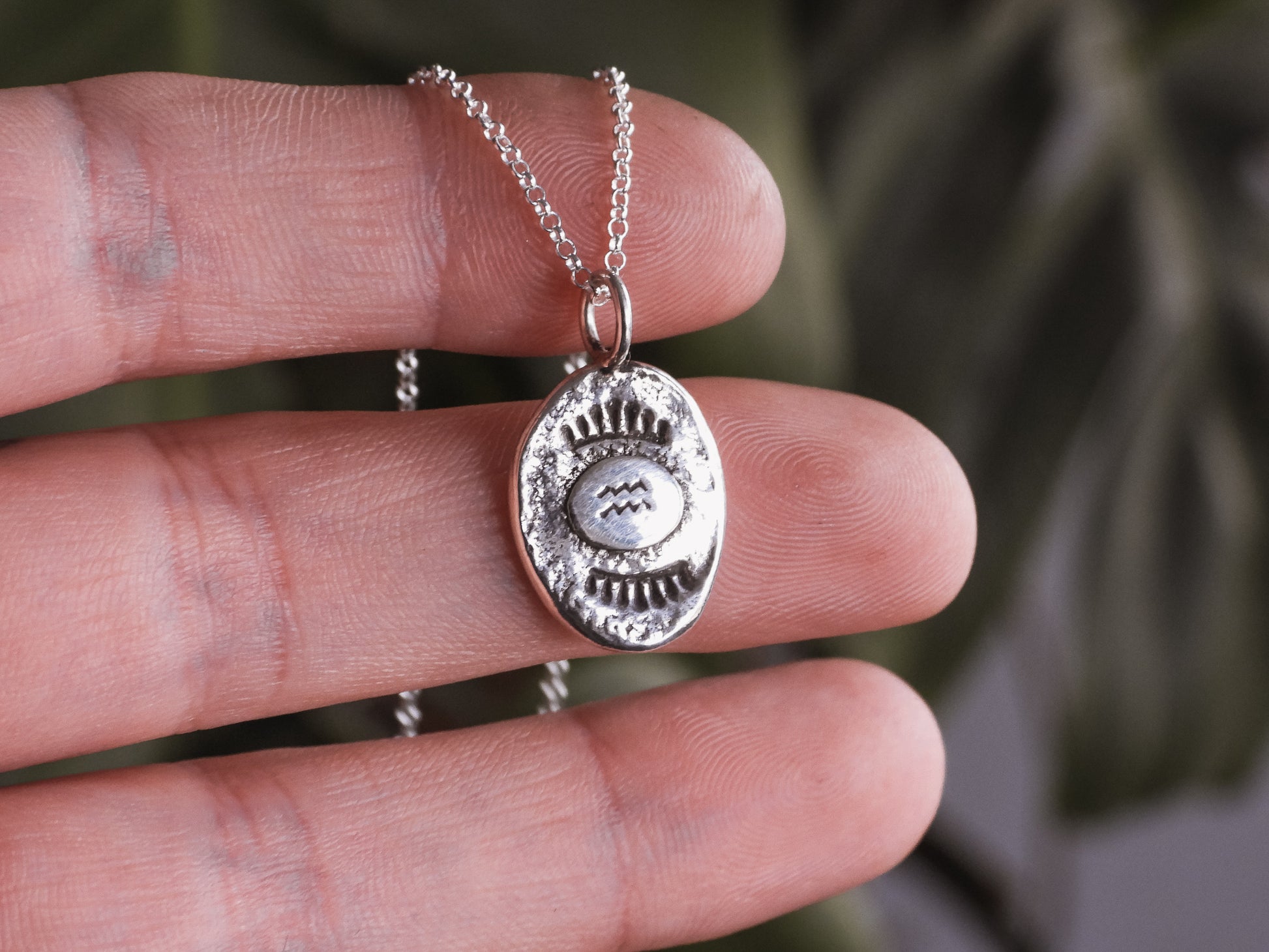 dainty aquarius unique charm necklace in sterling silver