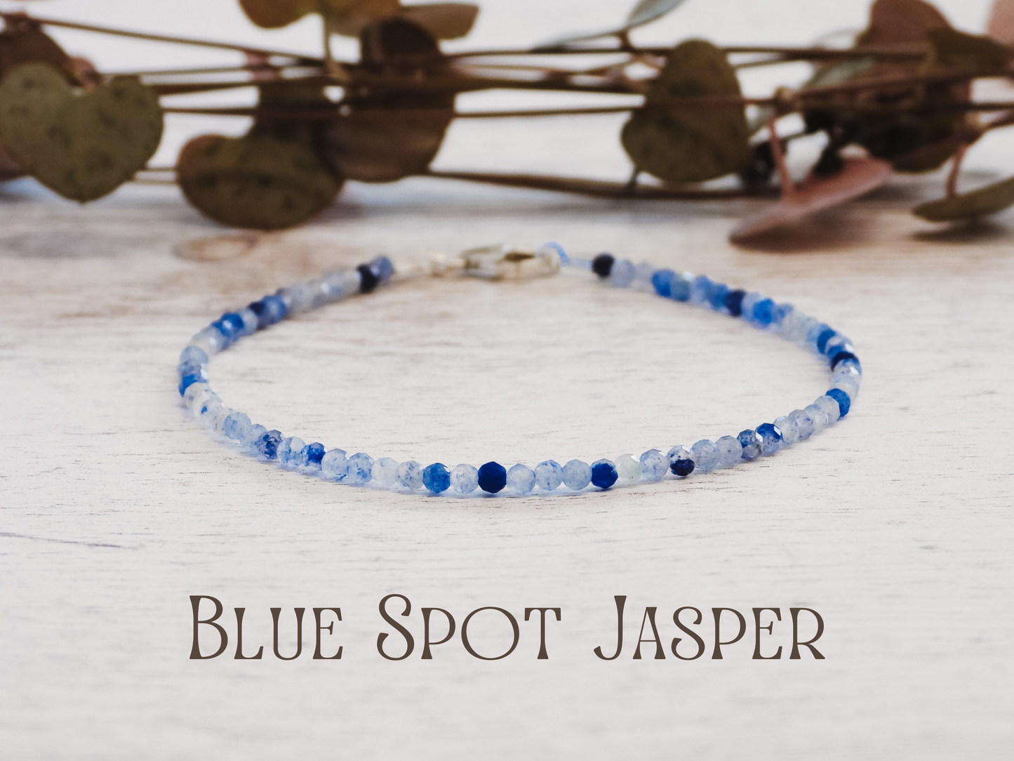 Dainty Blue Spot Jasper "Mindfulness" Gemstone Bracelet | Faceted Beads