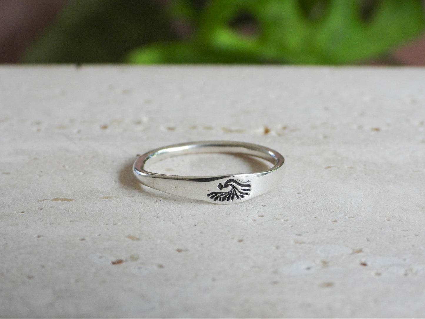 dainty recycled sterling silver wave and star ring
