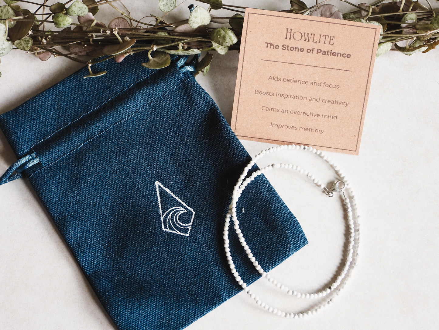 howlite gemstone beaded dainty minimalist necklace