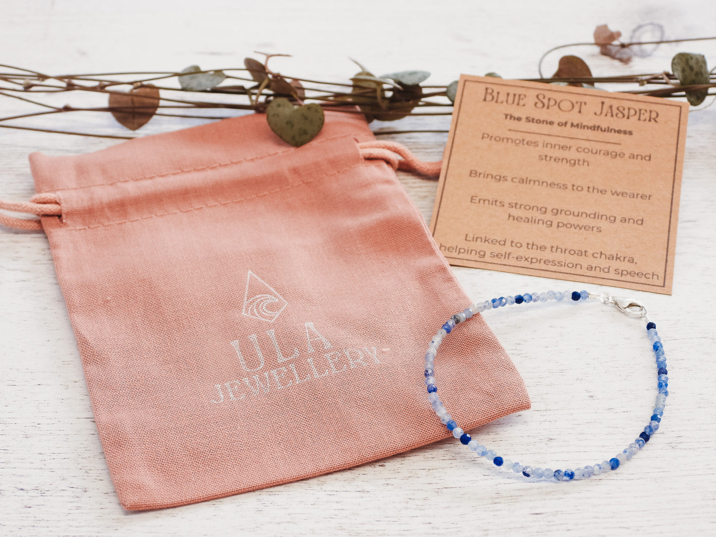Dainty Blue Spot Jasper "Mindfulness" Gemstone Bracelet | Faceted Beads