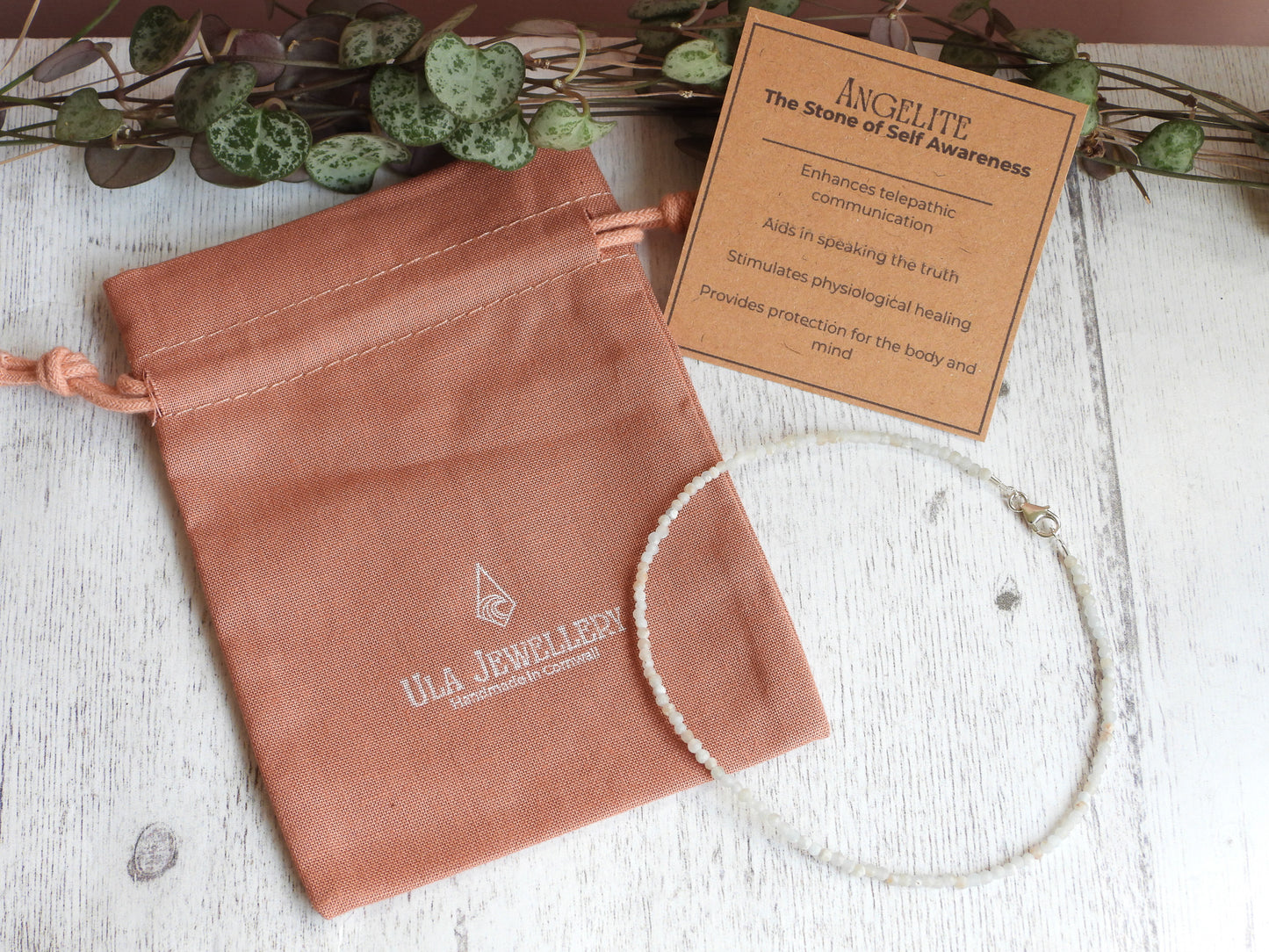 Dainty Angelite "Self Awareness" Gemstone Anklet | Faceted Beads