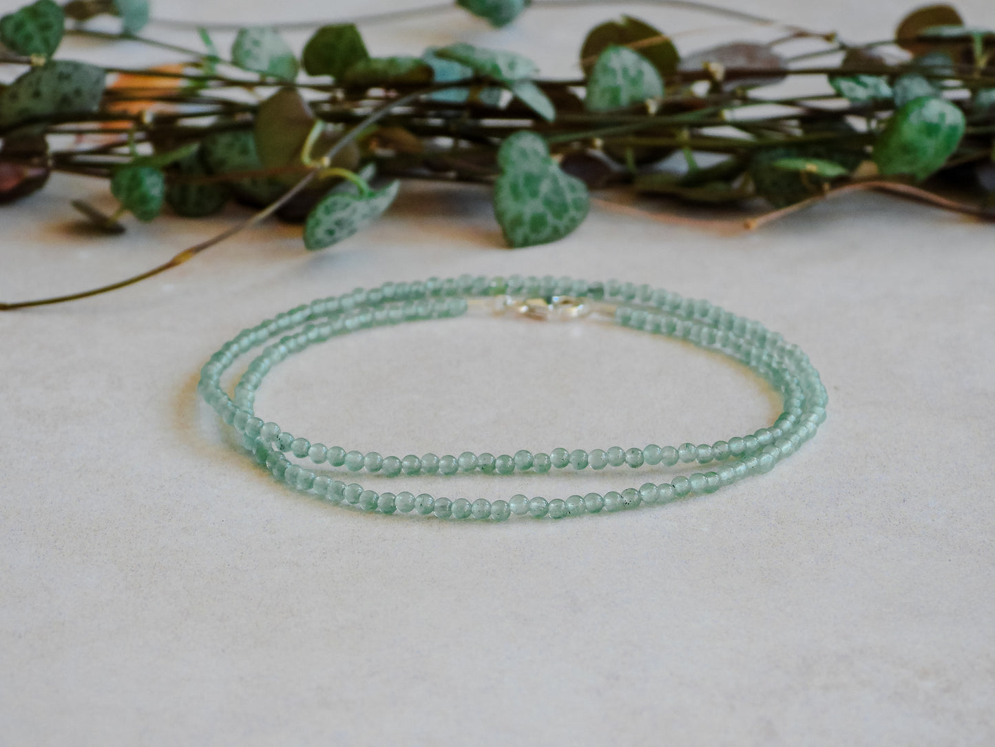Dainty Green Aventurine "Prosperity" Gemstone Necklace | Round Beads