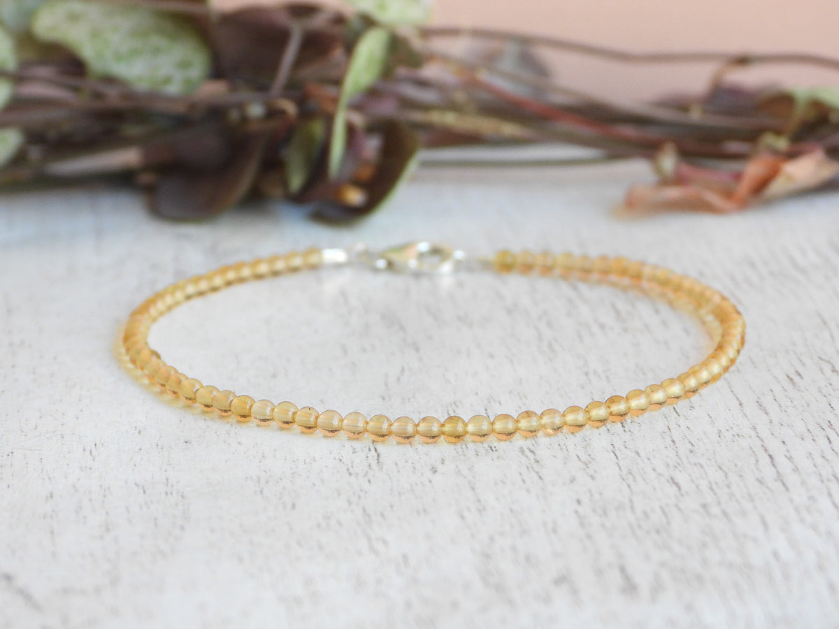 Dainty Citrine Gemstone Bracelet | Sterling Silver | Handmade
