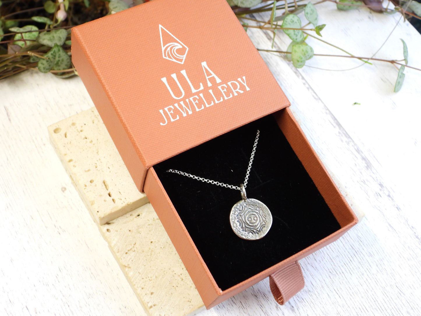 Rustic Cancer Star Sign Mandala Necklace | Recycled Silver 925