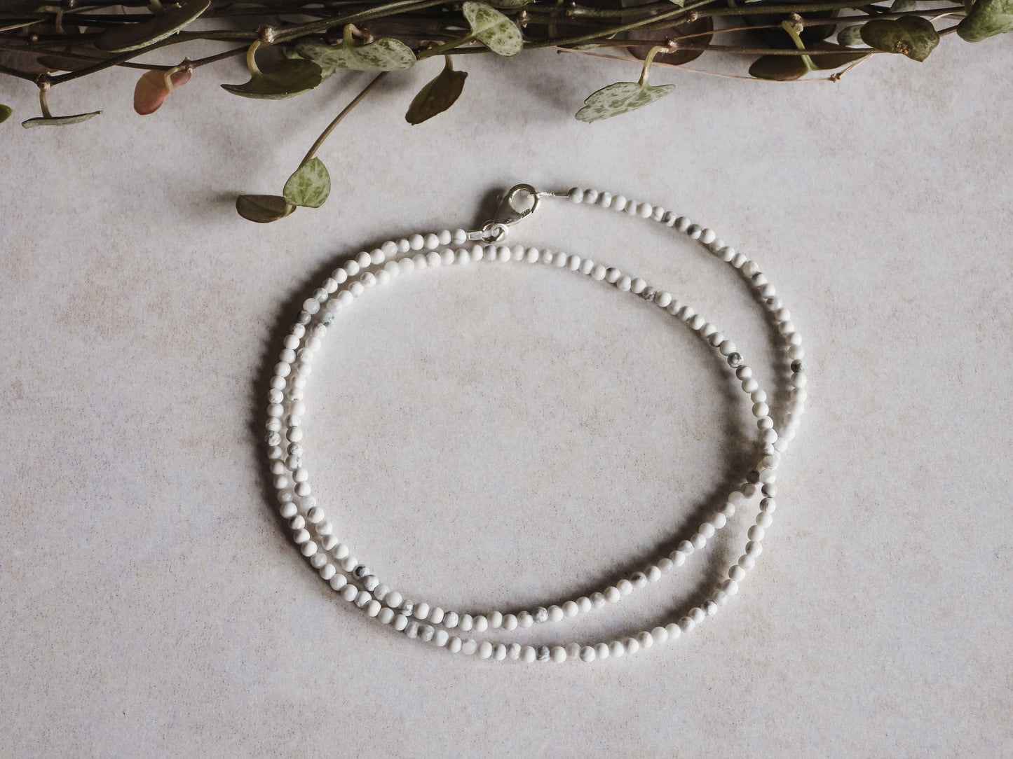 minimalist white howlite gemstone crystal healing necklace
