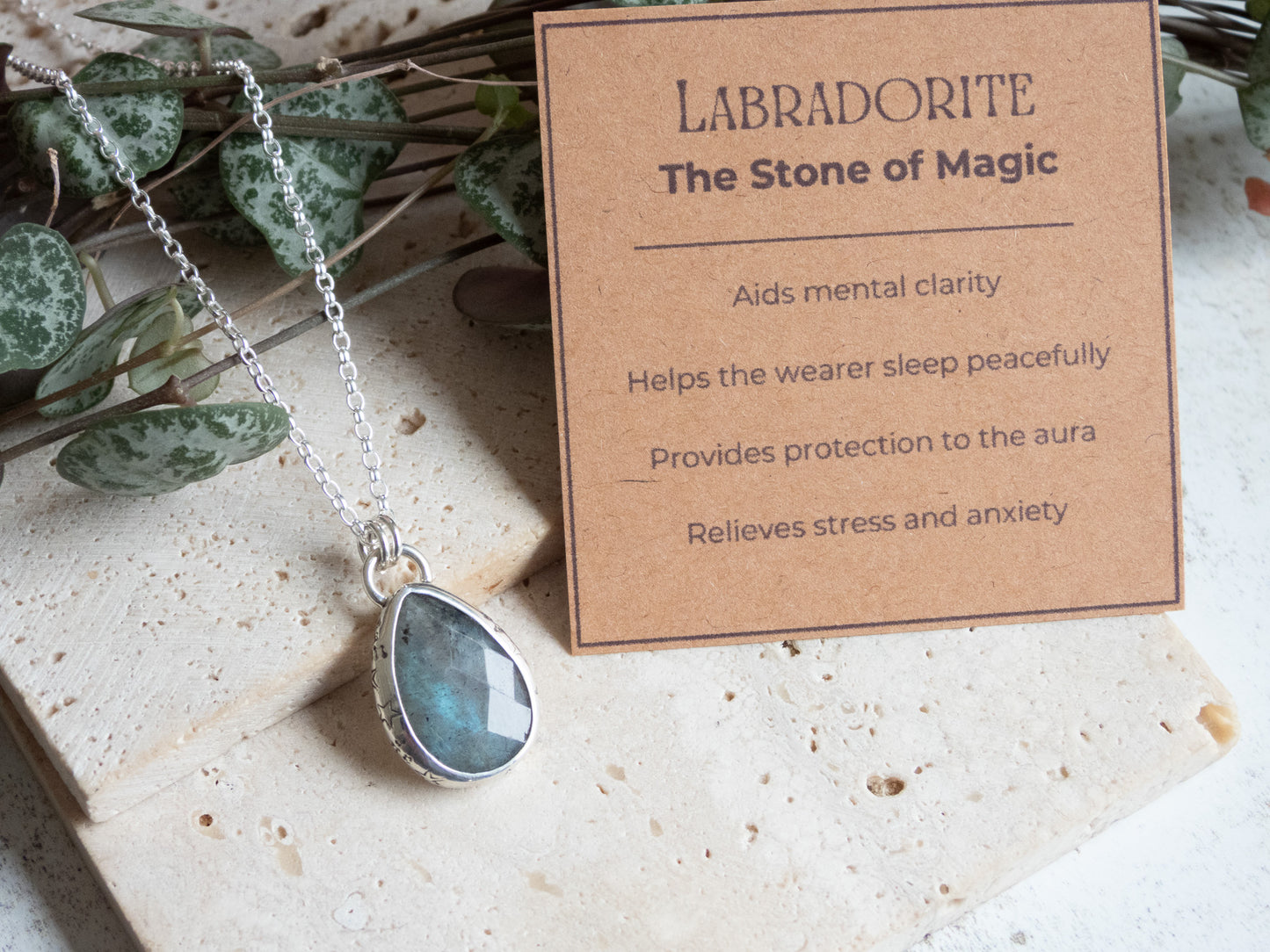 Celestial "Steren" Labradorite Charm Necklace | Stone of Magic