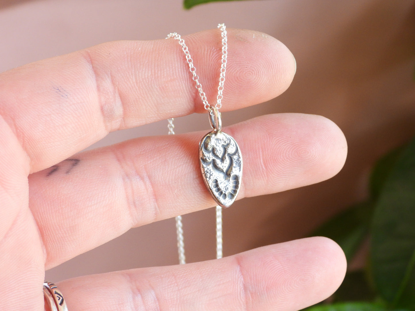 Rustic Tear Drop Mandala Necklace | Recycled Silver 925