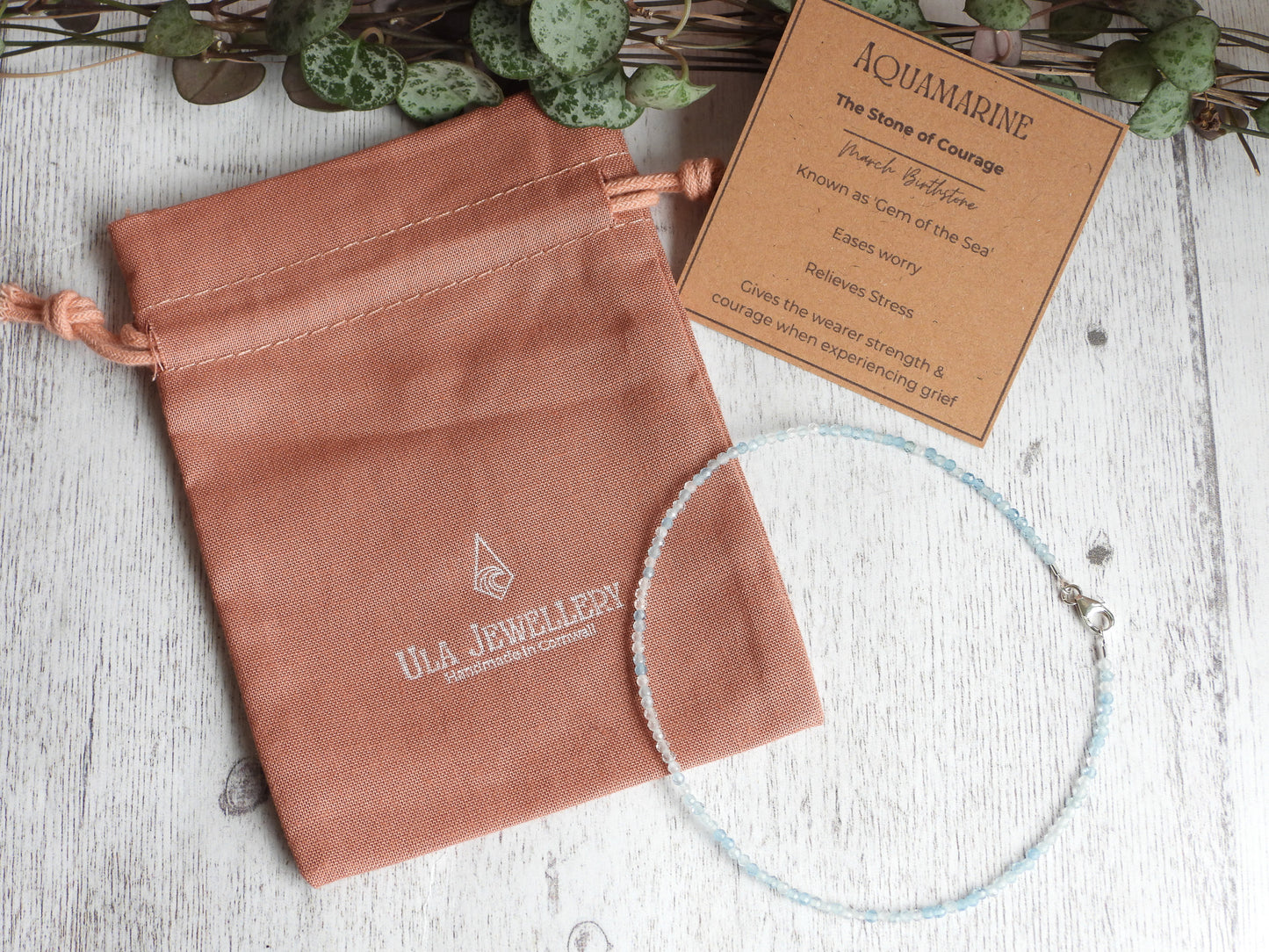 Dainty Aquamarine "Stone of the Sea" Gemstone Anklet | March Birthstone | Faceted Beads