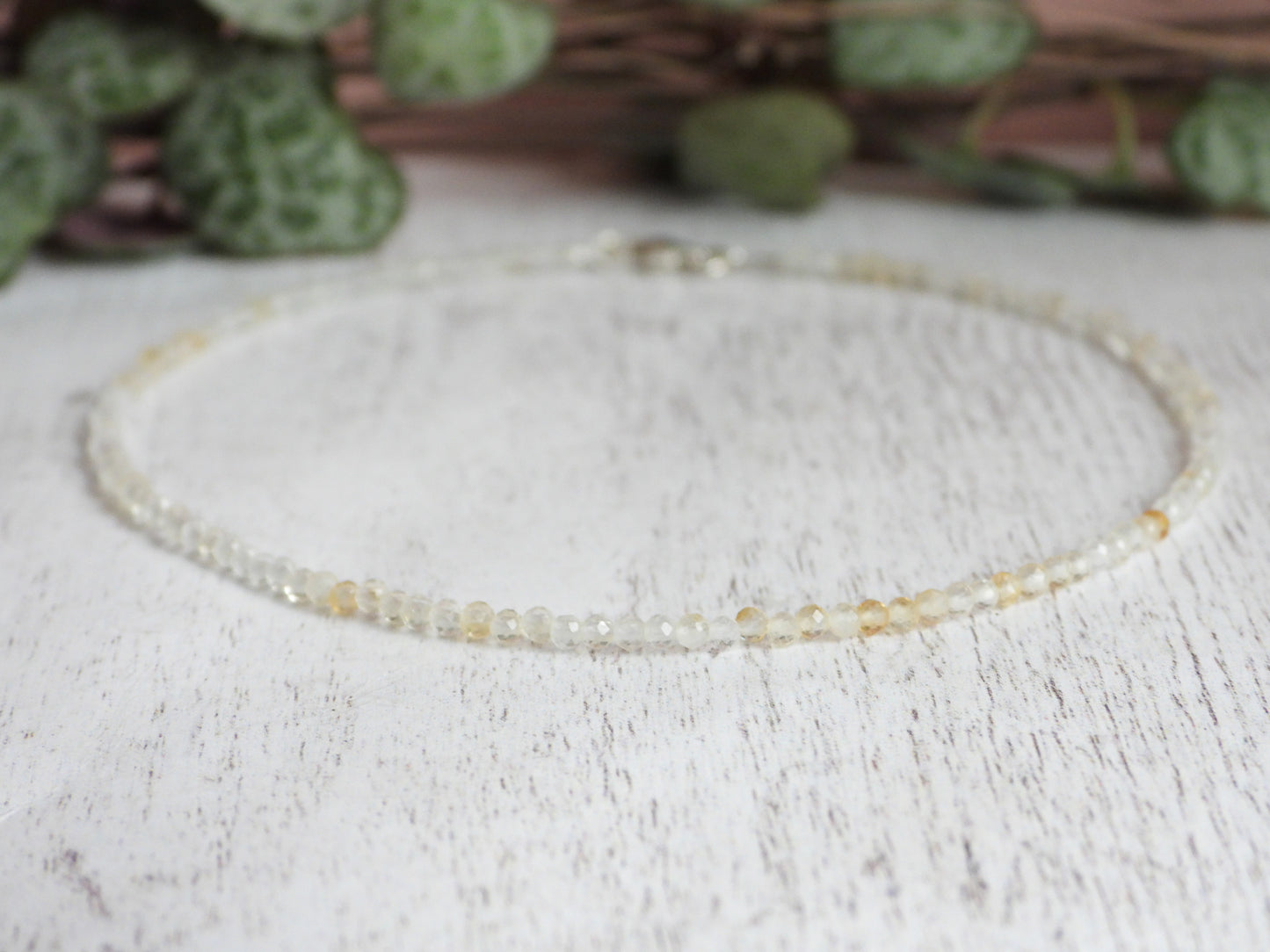 Dainty Citrine "Happiness" Gemstone Anklet | November Birthstone | Faceted Beads