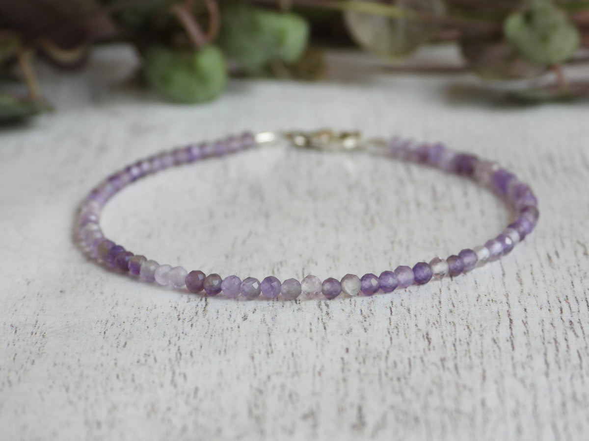 Dainty Amethyst Gemstone Bracelet | Sterling Silver | Handmade