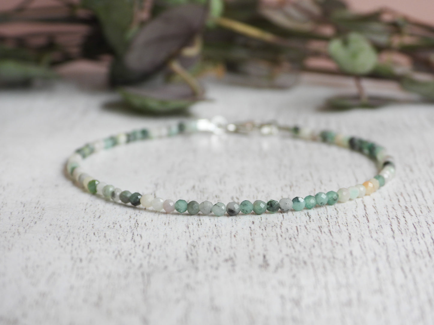Dainty Emerald "Compassion" Gemstone Bracelet | May Birthstone | Faceted Beads
