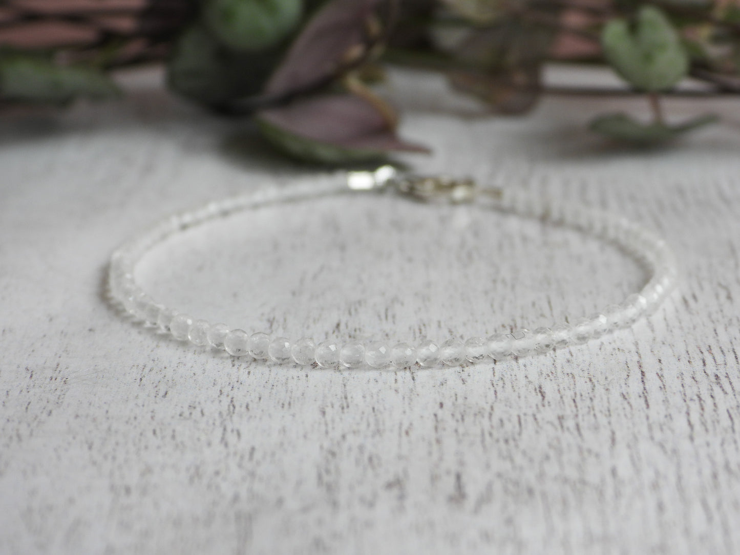 minimalist quartz April birthstone handmade bracelet