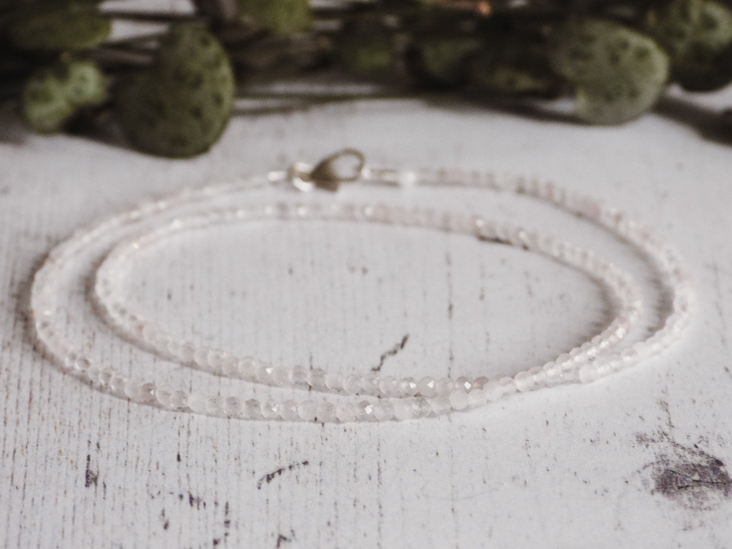 Dainty Rose Quartz "Love" Gemstone Necklace | Faceted Beads