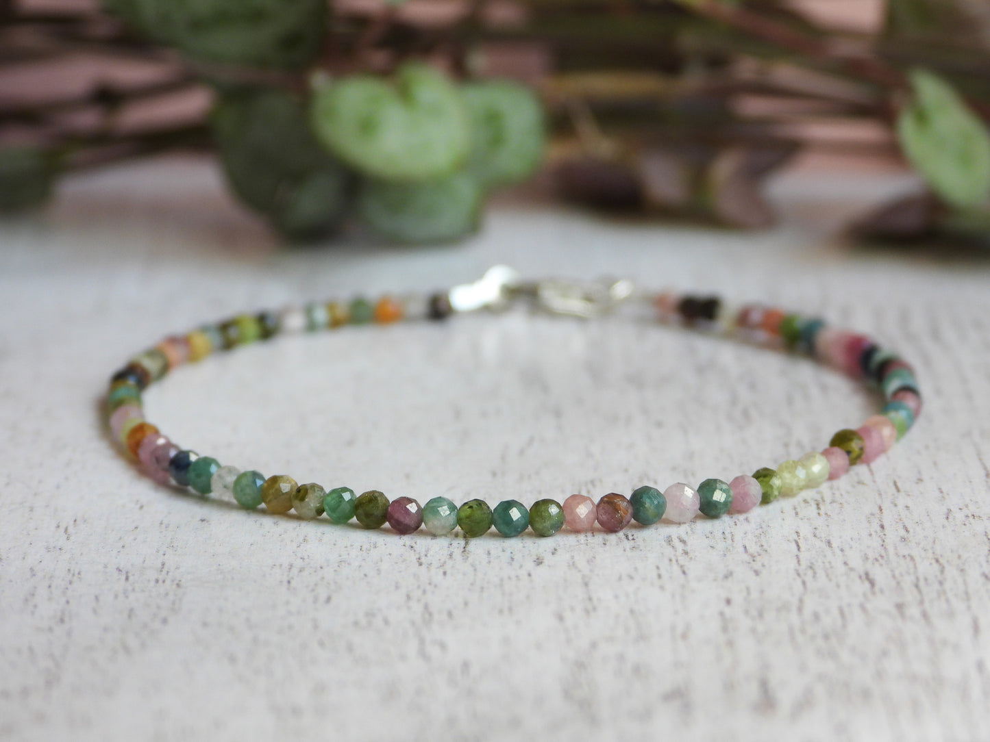 Dainty Rainbow Tourmaline "Forgiveness" Bracelet | October Birthstone | Faceted Beads