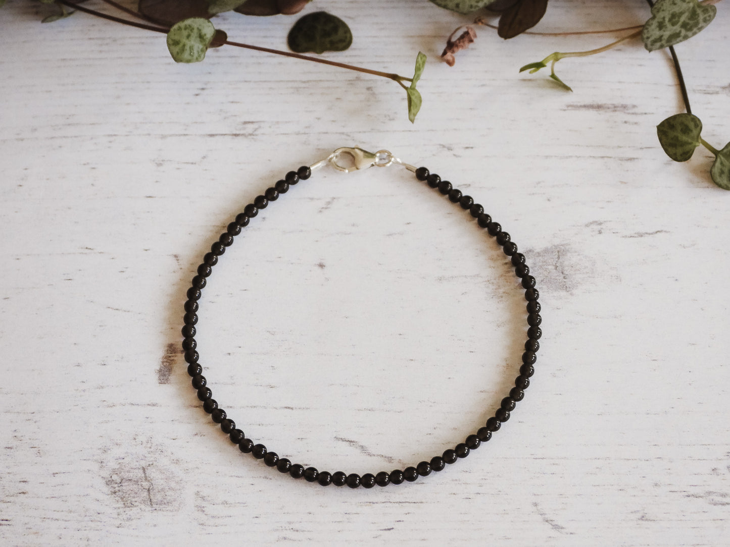 obsidian crystal healing stacking bracelet