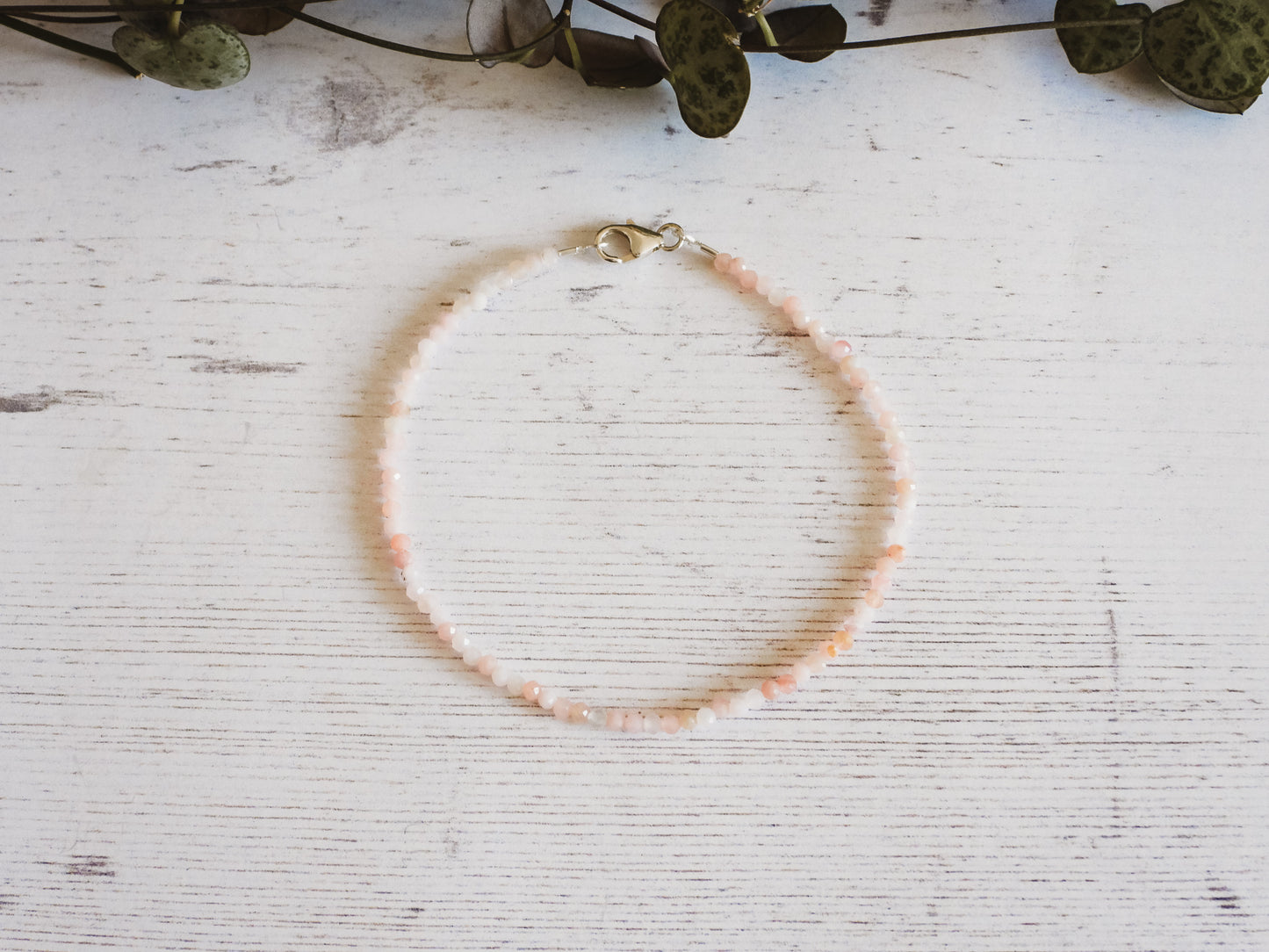pink opal dainty stacking bracelet