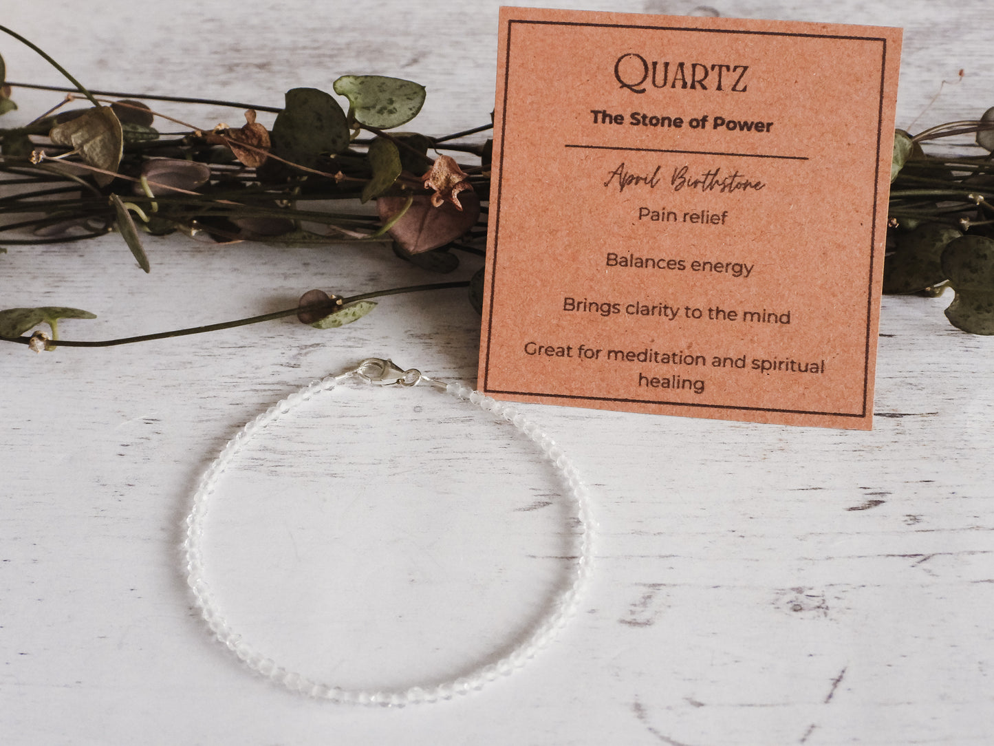 Dainty Quartz "Power" Gemstone Bracelet | April Birthstone