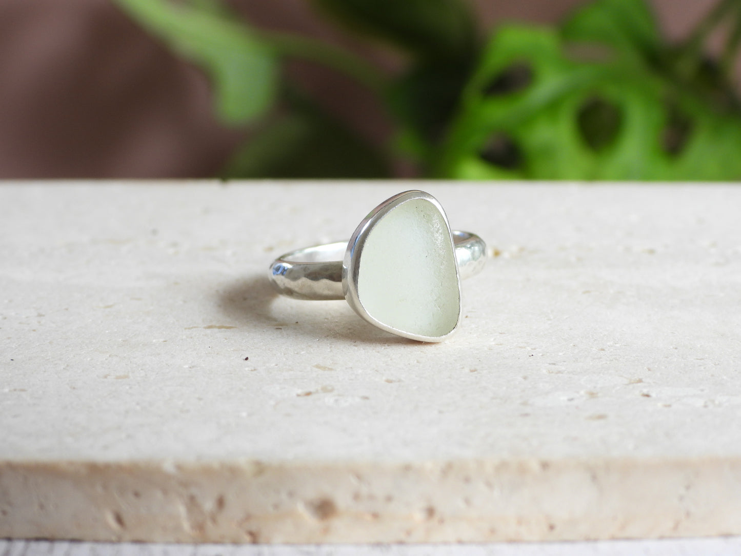 Very Rare UV Seaglass Ring | Recycled Silver 925 | Size R