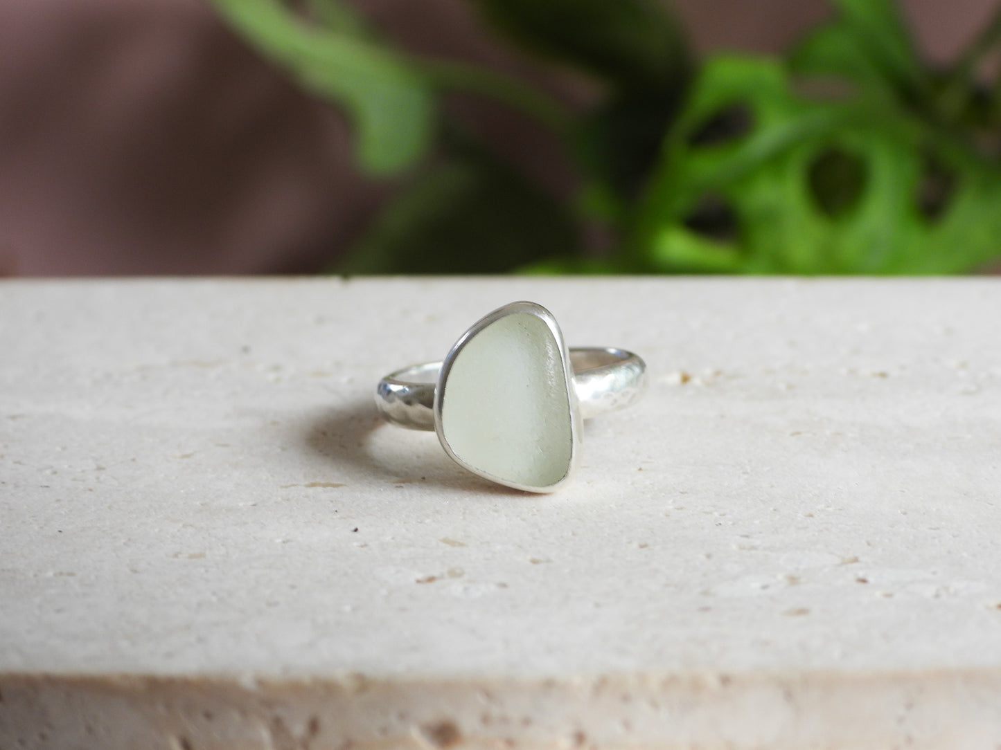 Very Rare UV Seaglass Ring | Recycled Silver 925 | Size R
