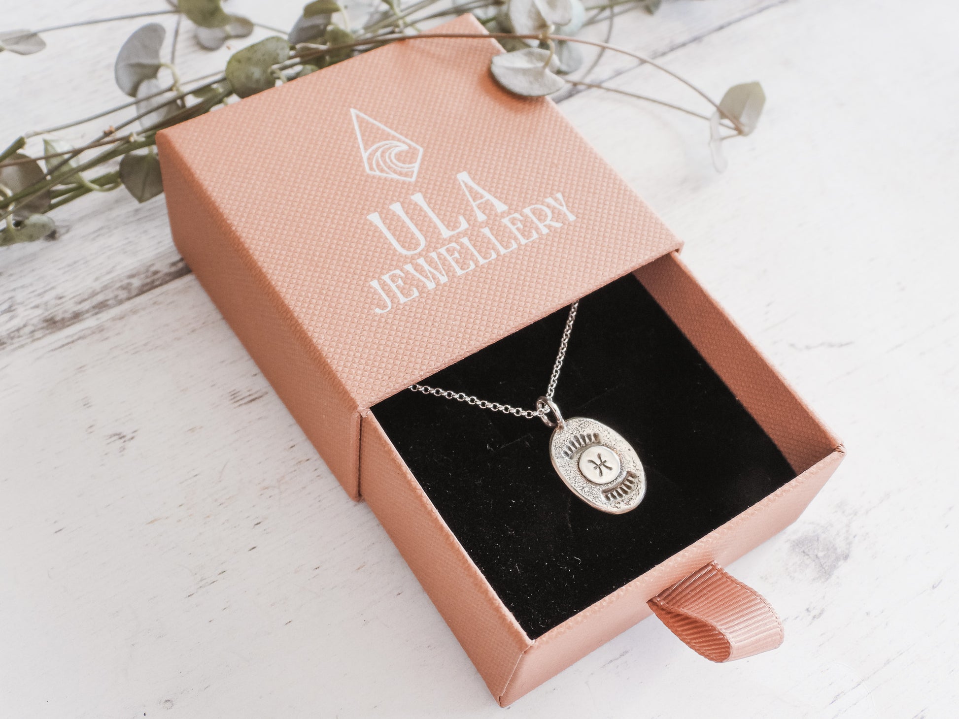 recycled silver pisces zodiac necklace by Ula Jewellery
