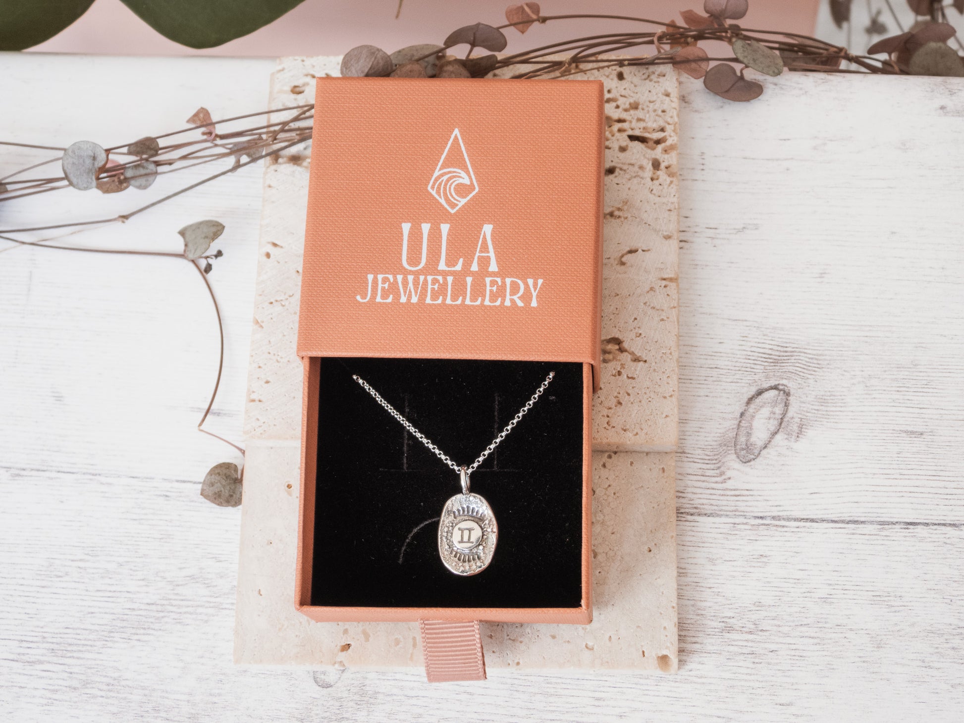 recycled silver unique gemini star sign necklace