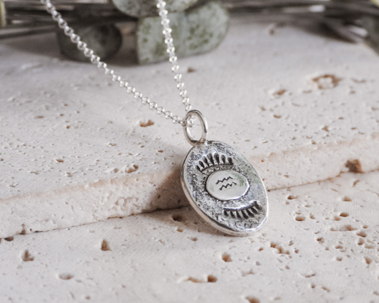 rustic boho style aquarius charm necklace