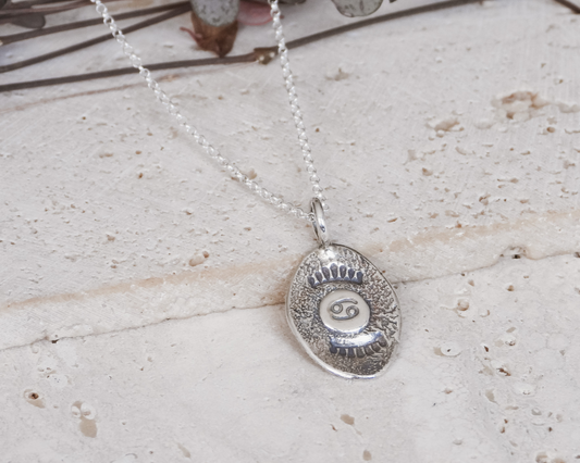 rustic boho cancer star sign charm necklace