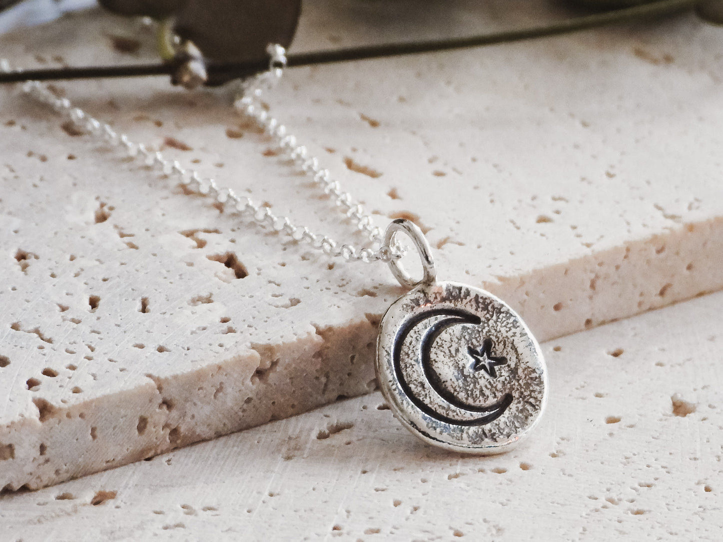 Rustic Moon & Star Celestial Necklace | Recycled Silver 925