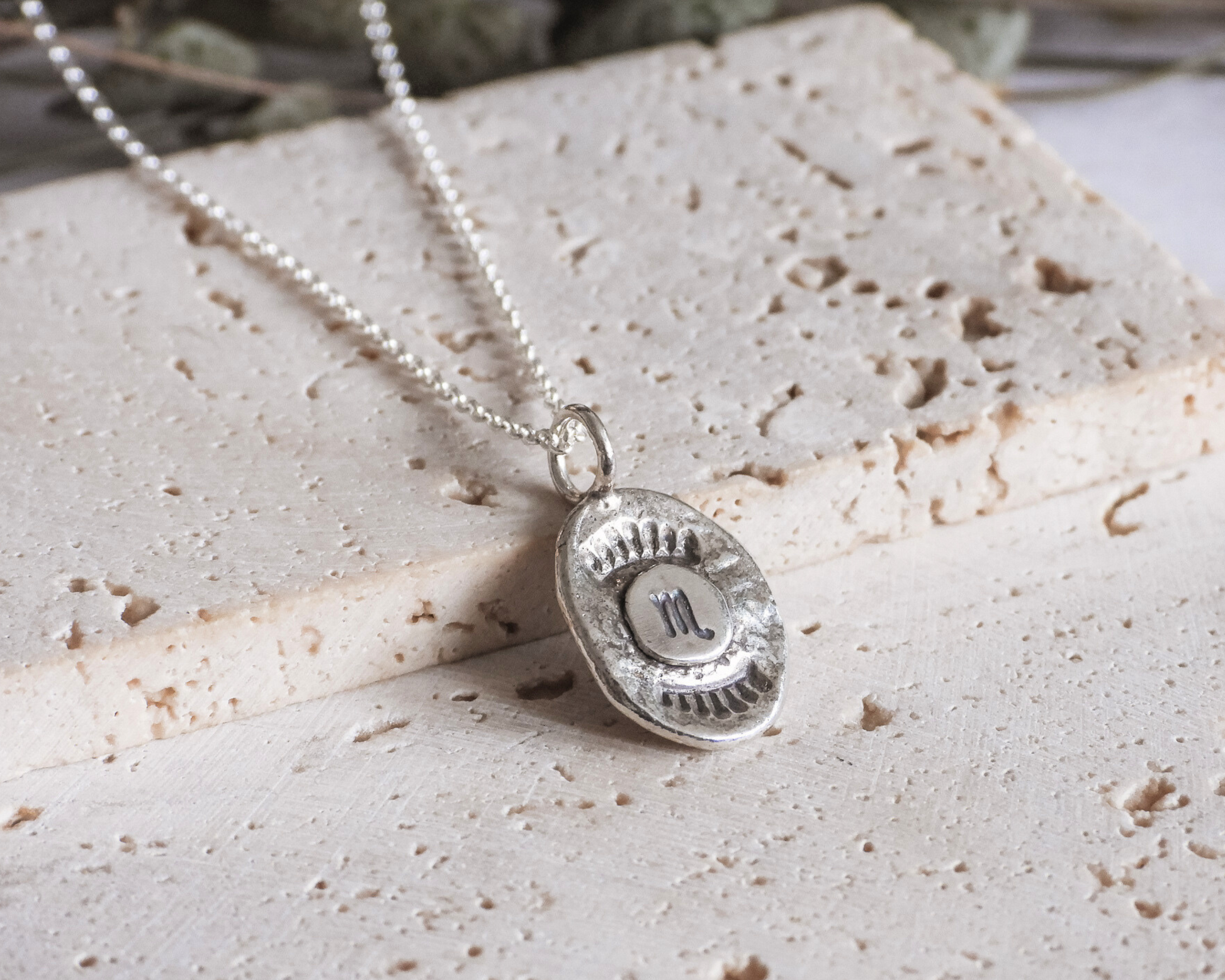 rustic boho scorpio star sign charm necklace