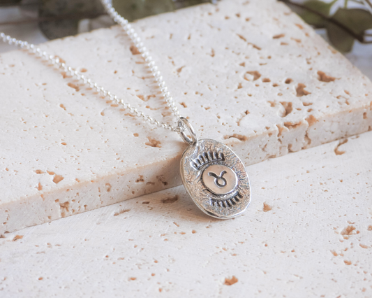 rustic boho taurus charm necklace