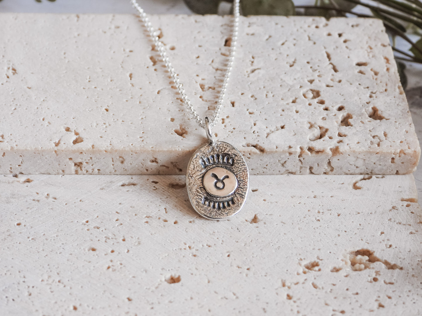 rustic Taurus star sign charm necklace