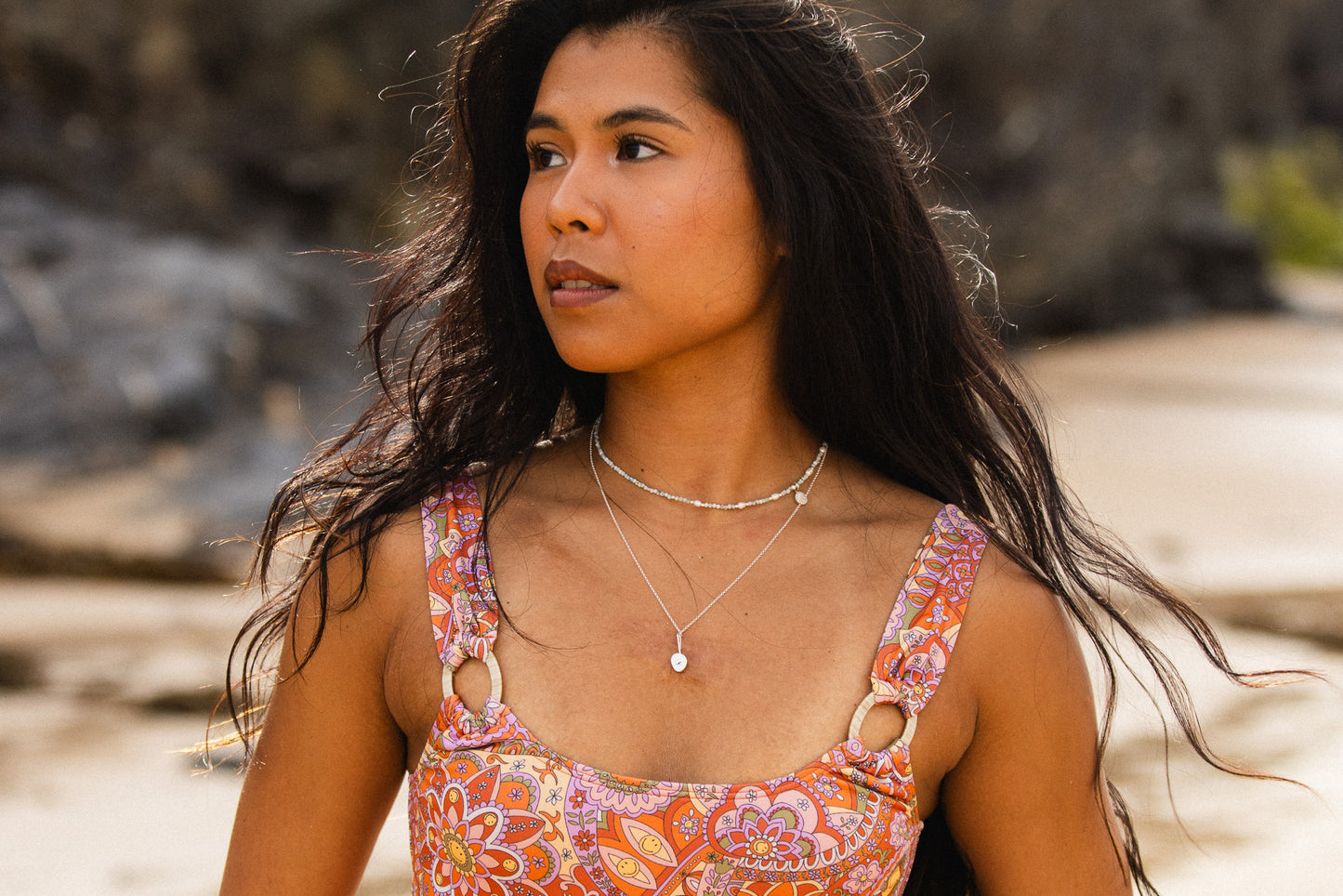 Larimar & Pearl Necklace with Shiva Shell Charm | Morvoren Collection