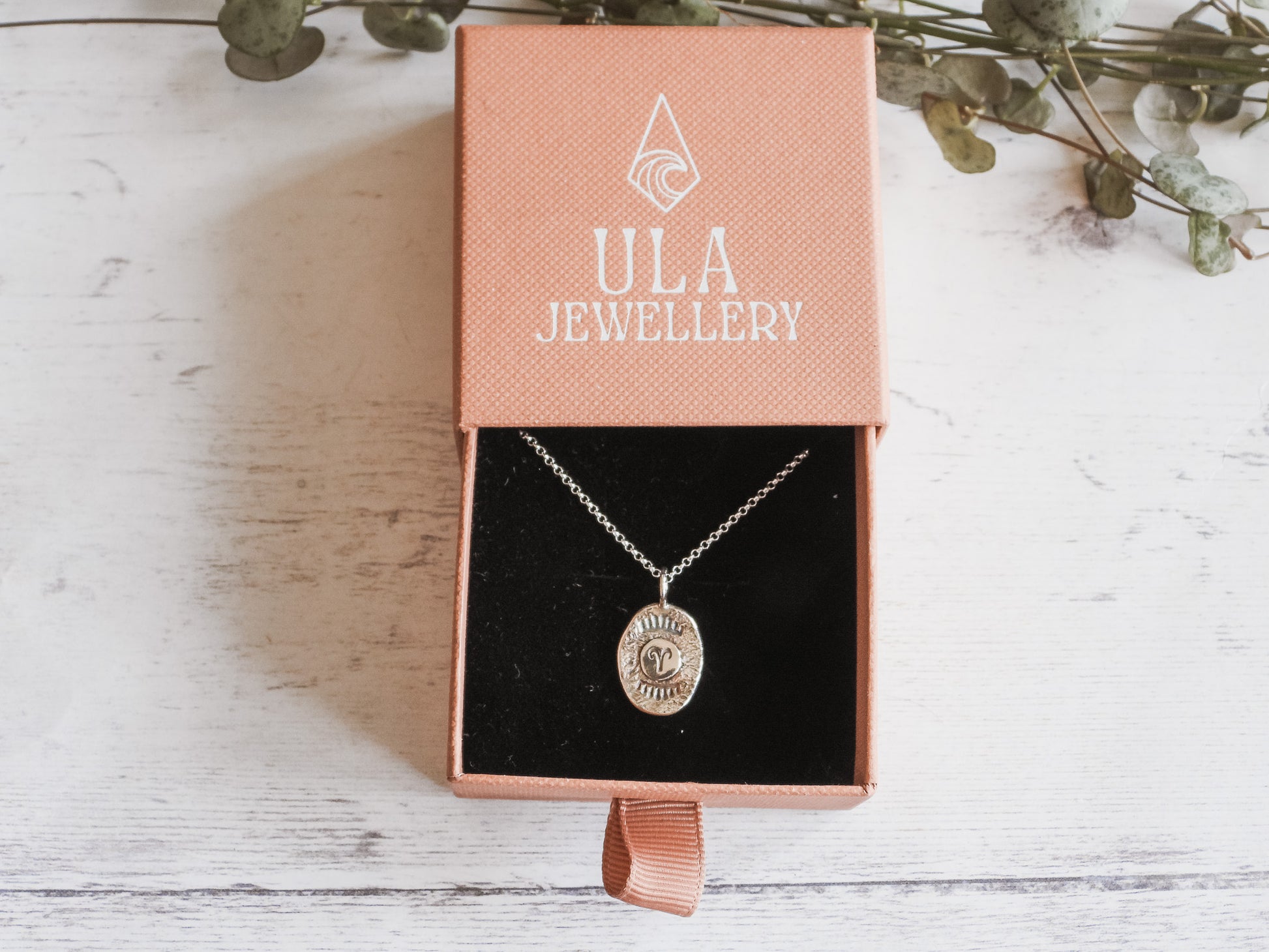 silver 925 aries symbol charm necklace