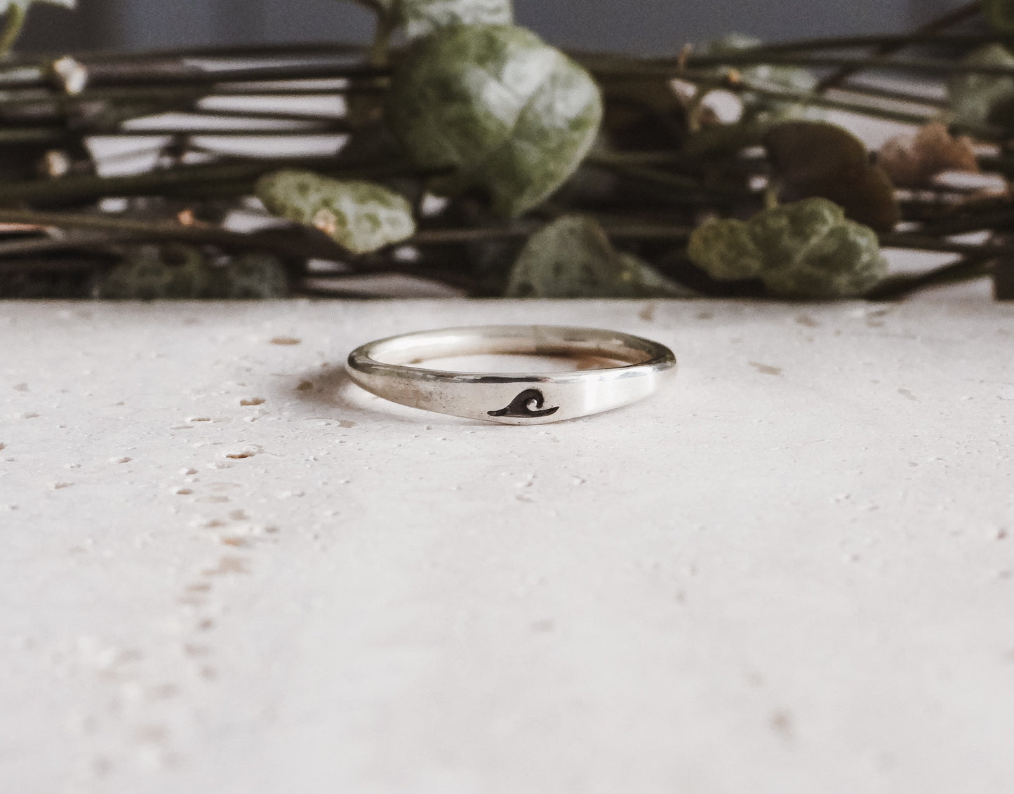 dainty sterling silver wave ring for surf girls