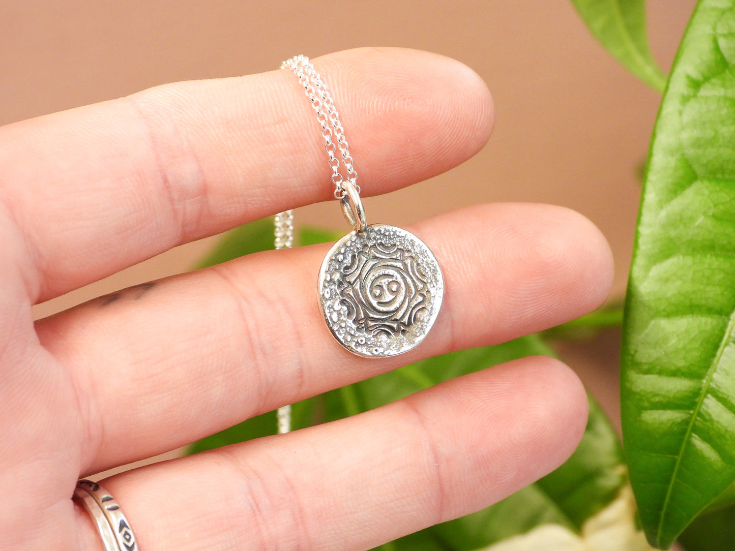 Rustic Cancer Star Sign Mandala Necklace | Recycled Silver 925