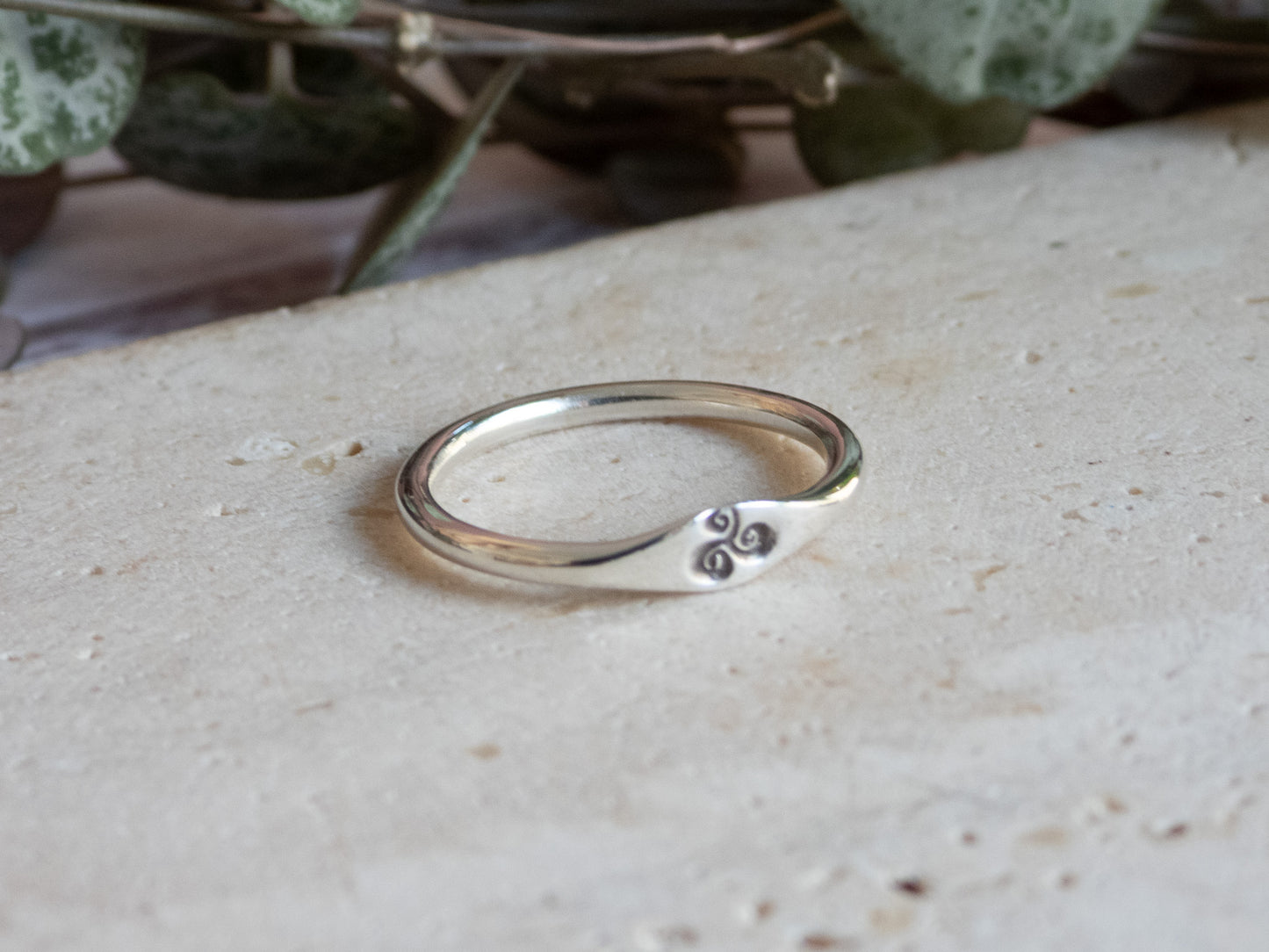 Dainty Triskele Stacking Ring | Recycled Silver 925