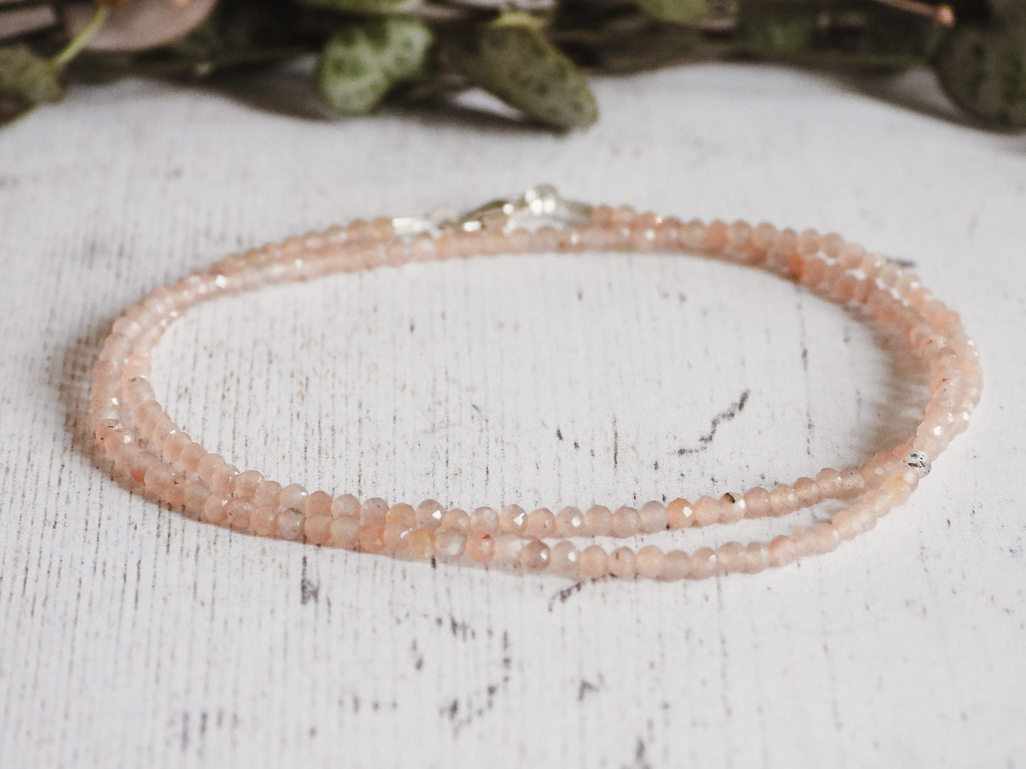 Dainty Sunstone "Leadership" Gemstone Necklace | Faceted Beads
