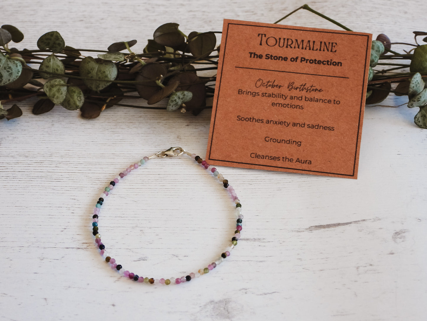 tourmaline crystal healing October birthstone bracelet