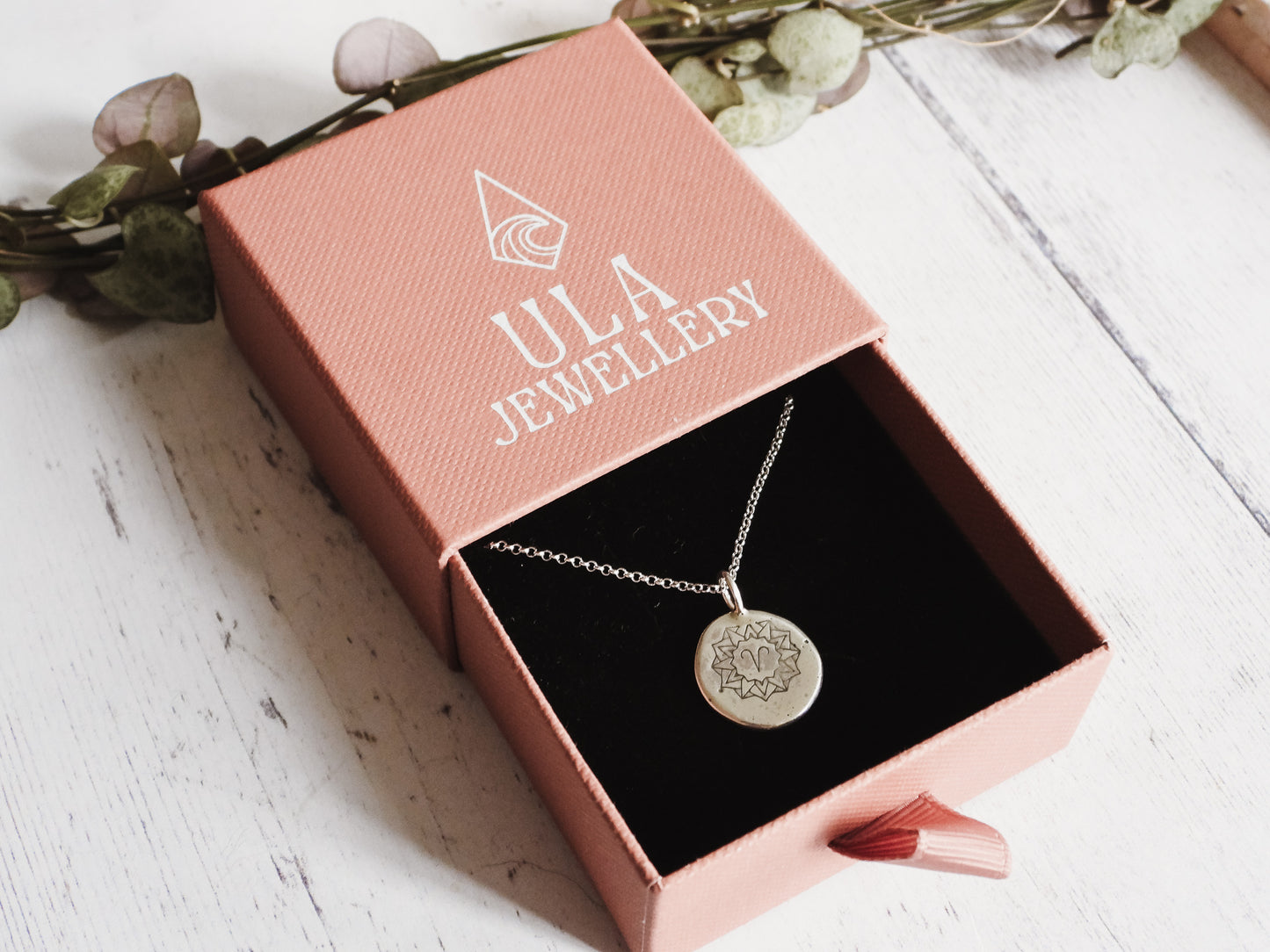 Aries star sign necklace by Ula Jewellery Cornwall