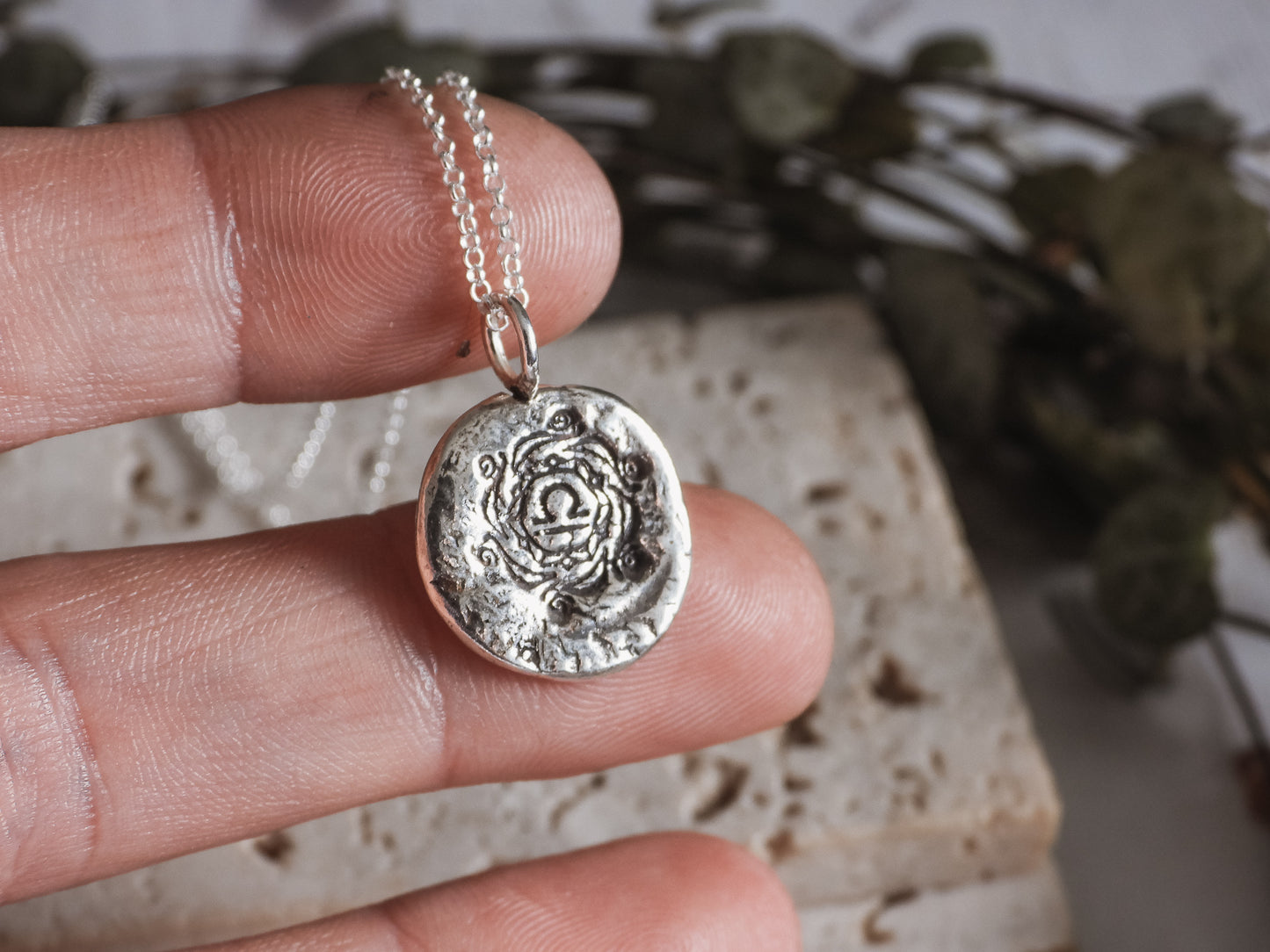 Ula Jewellery boho style symbolic necklace with libra symbol