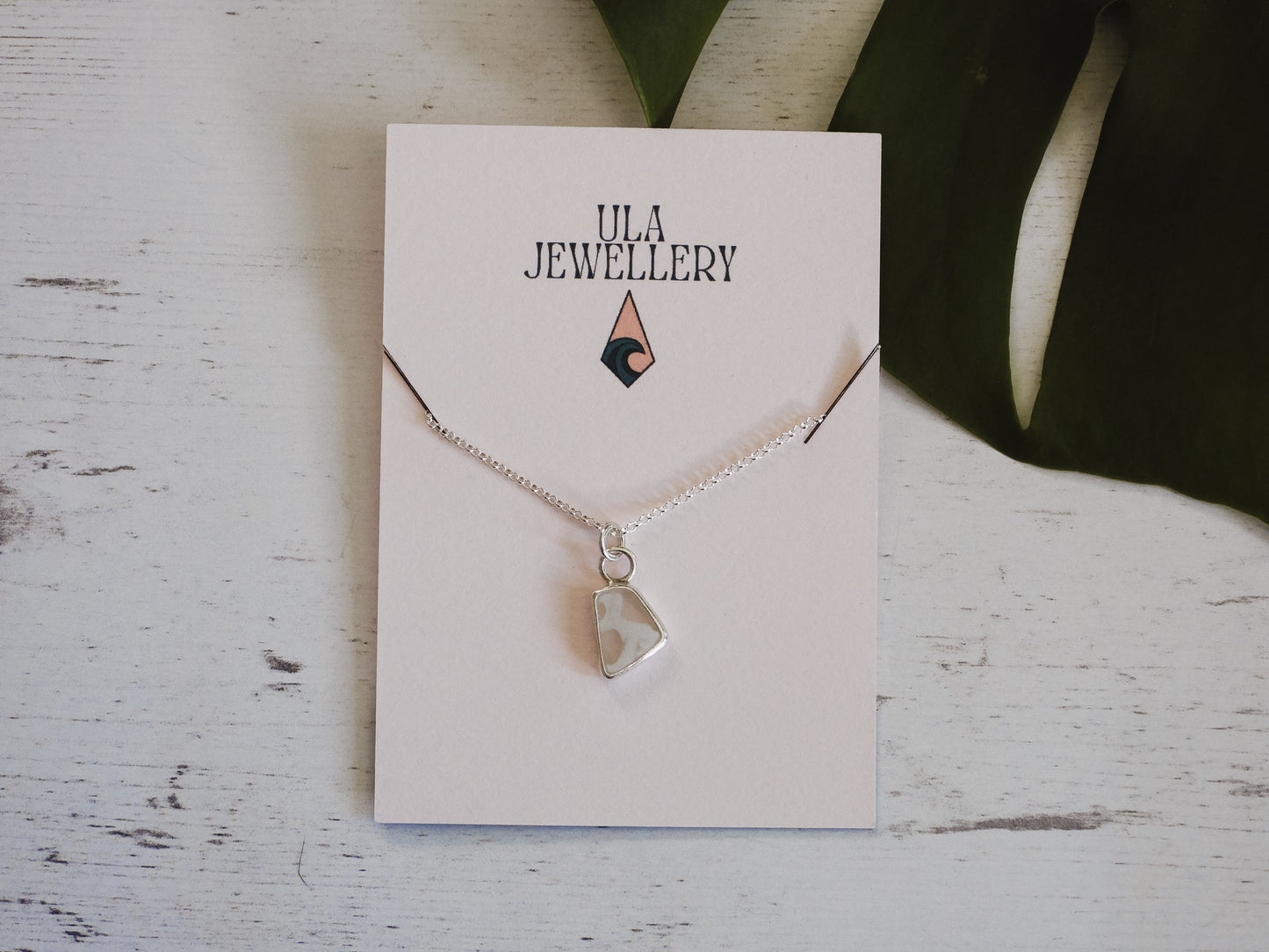White & Clear Multi Cornish Seaglass Charm Necklace | Maenporth
