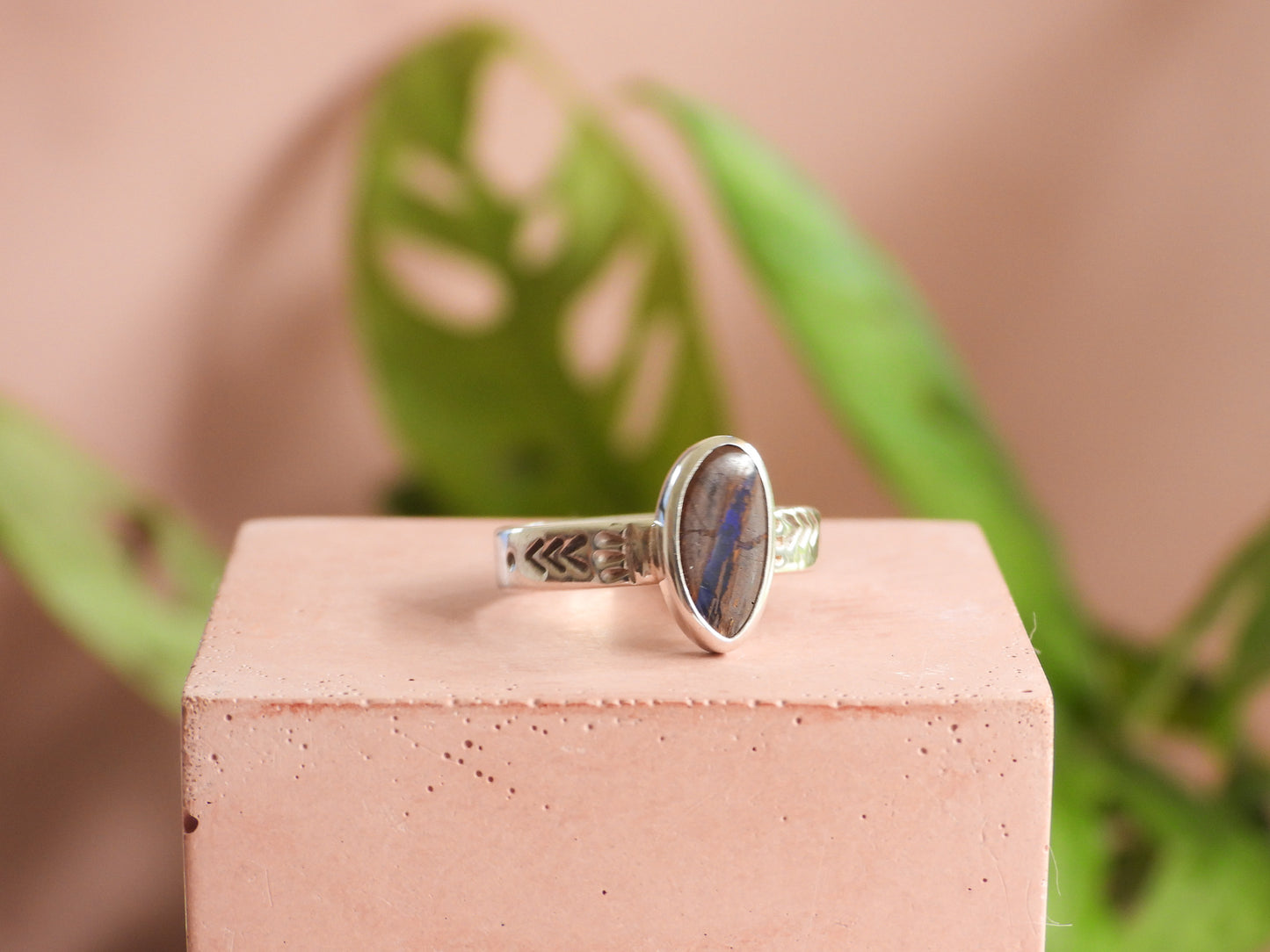 Australian Boulder Opal Boho Ring | Recycled Silver 925 | Size M