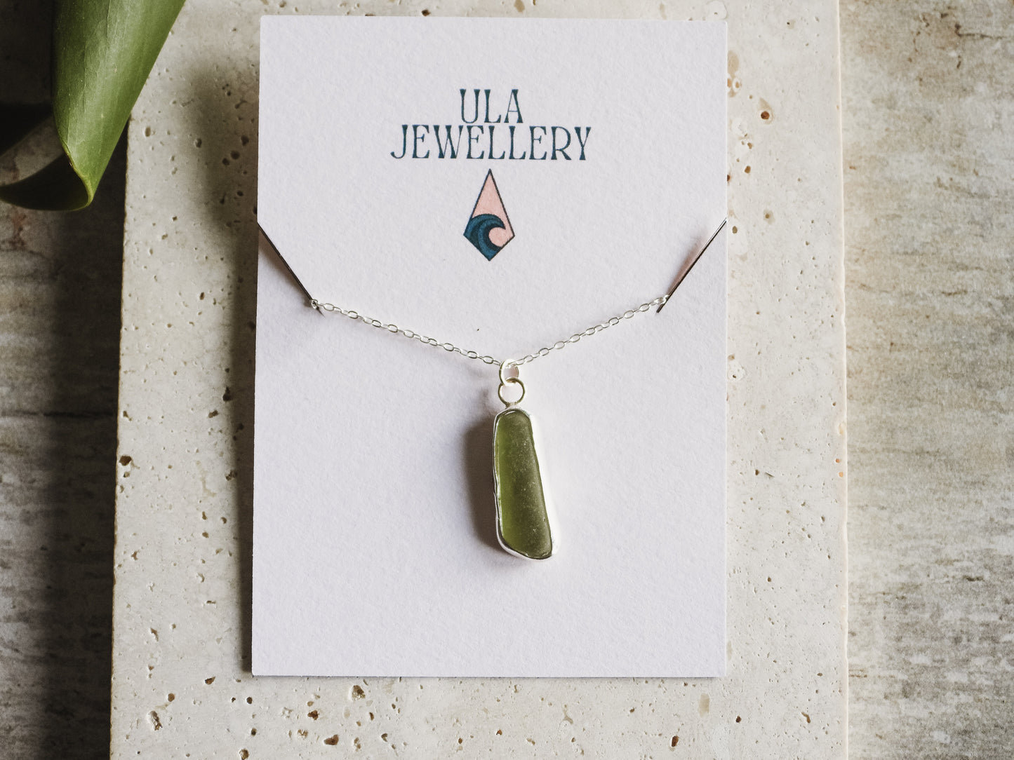 green seaglass necklace by ula jewellery
