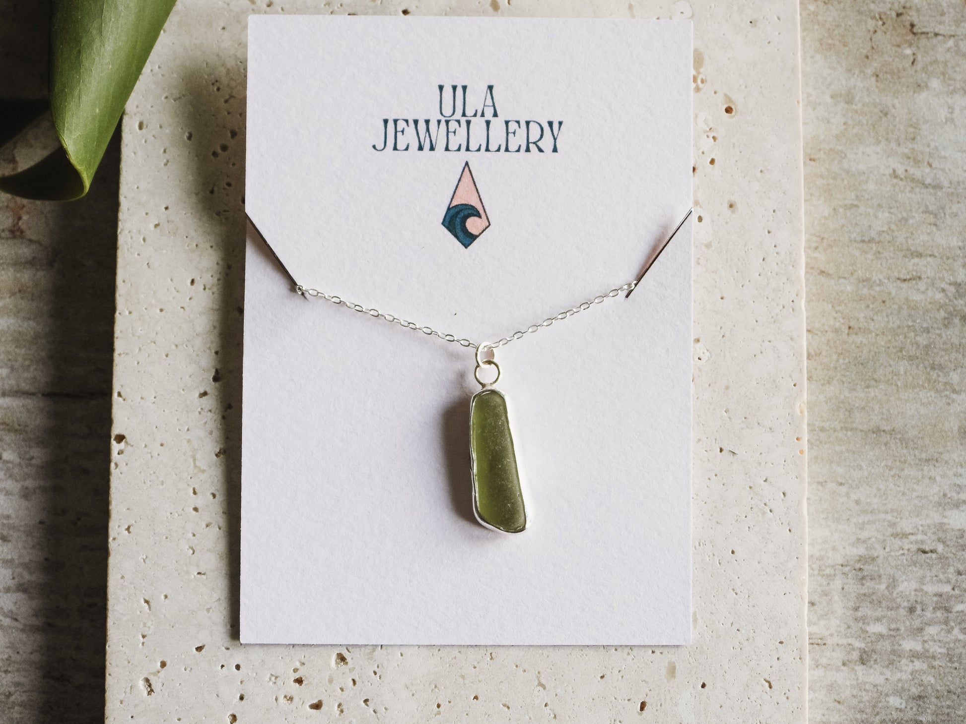 green seaglass necklace by ula jewellery