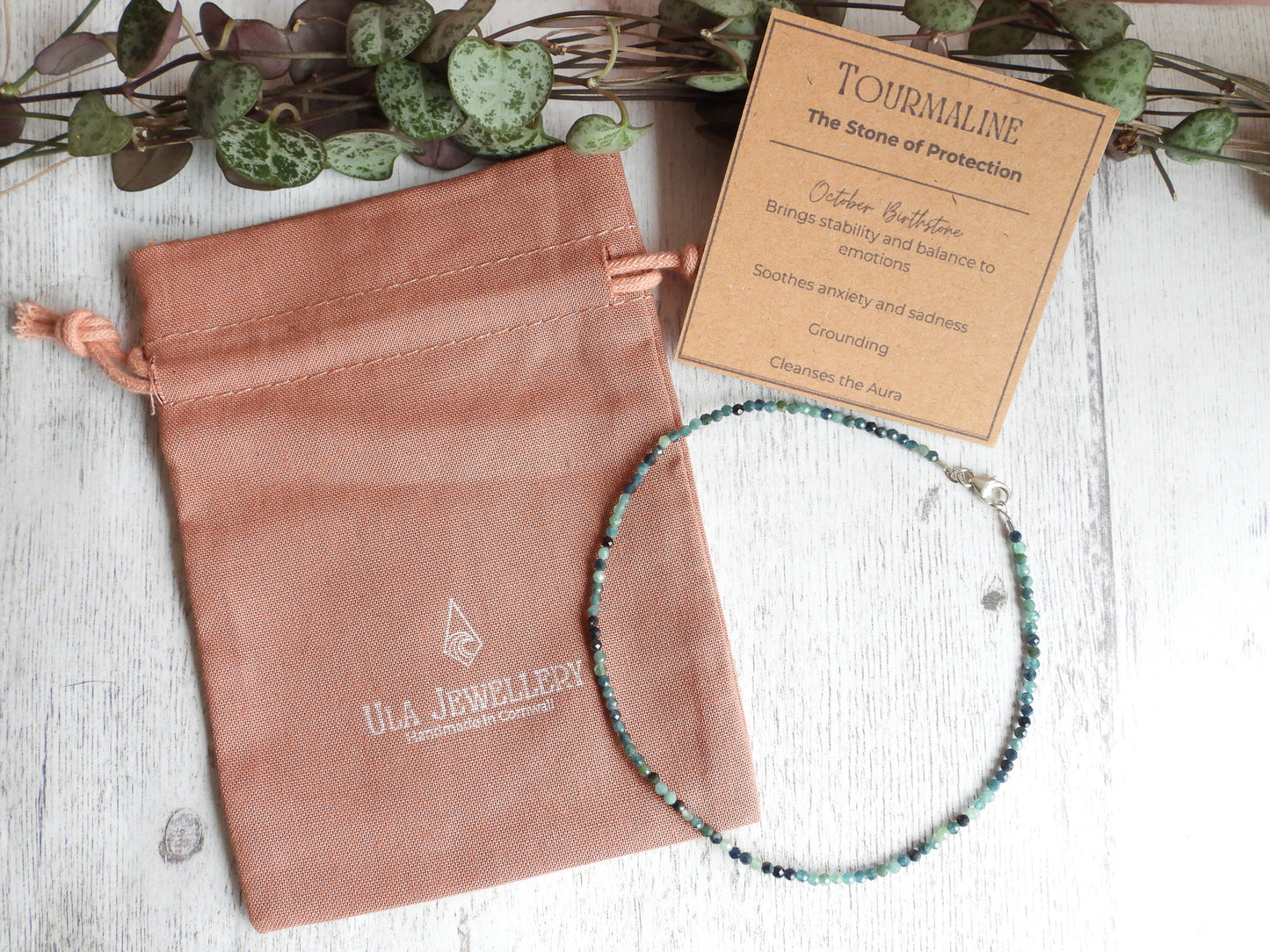Dainty Blue Tourmaline "Forgiveness" Gemstone Anklet | Faceted Beads