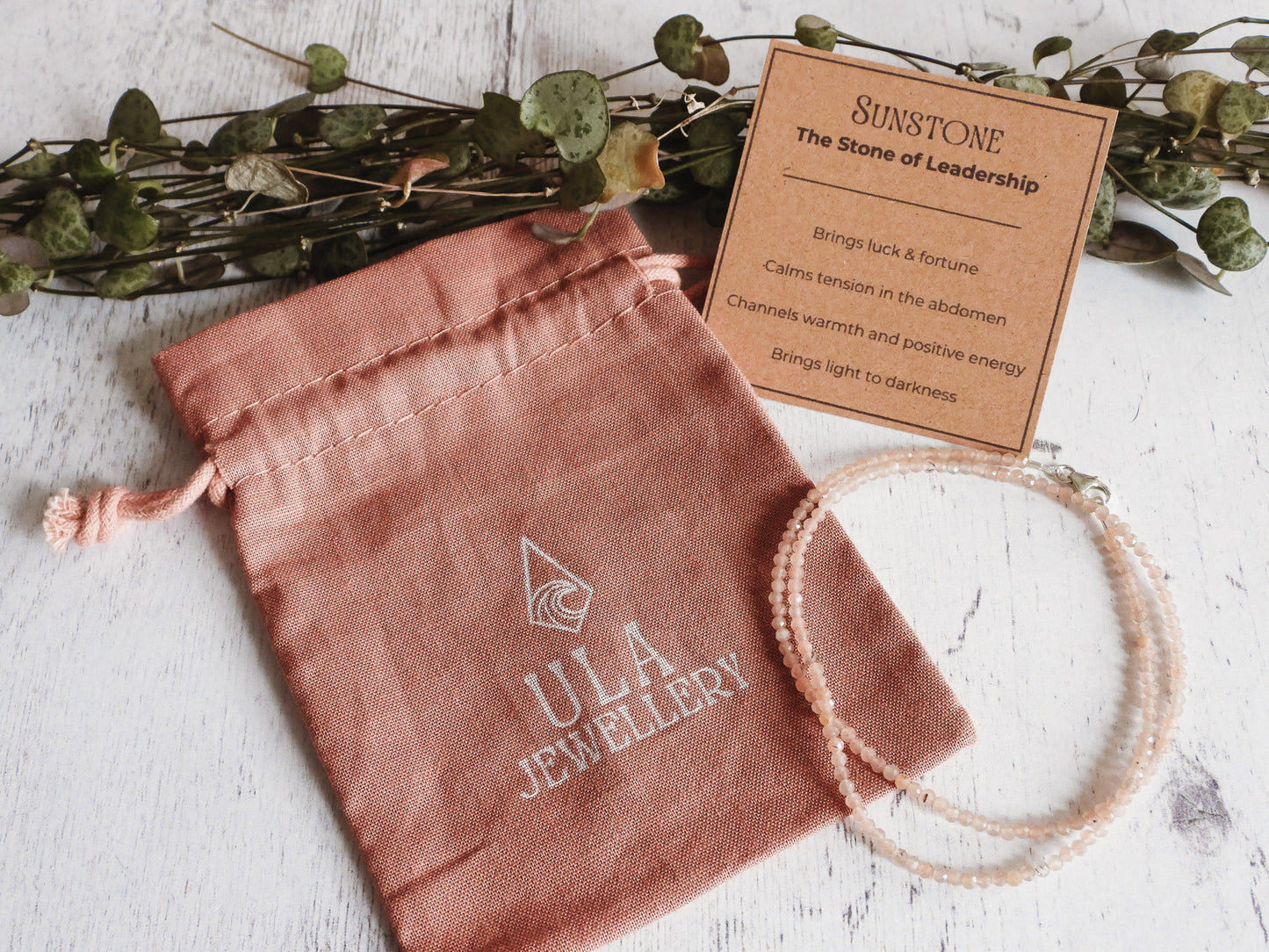 Dainty Sunstone "Leadership" Gemstone Necklace | Faceted Beads