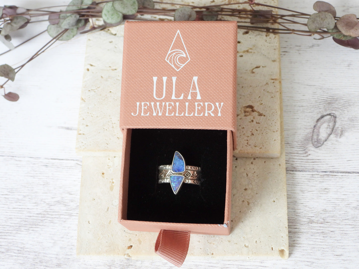 Multiway Boulder Opal Stacking Ring | Recycled Silver 925 | Size Q